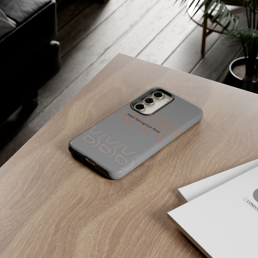 Tough Cases — 'Real Recognize Real' Protective Phone Case (Gray, Retro Outline Design)