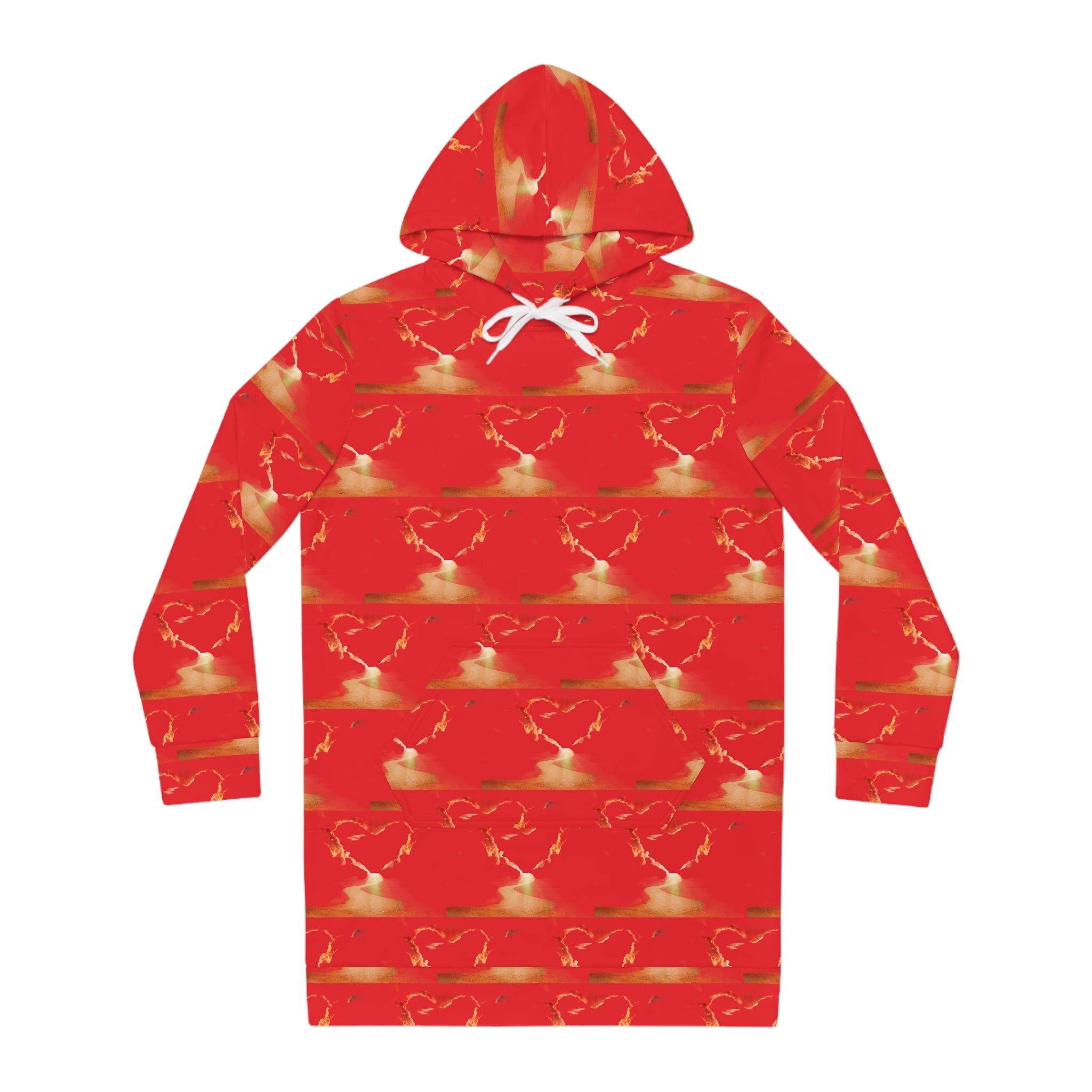 Red Heart Candle Hoodie Dress — Women's Valentine AOP Sweater Dress