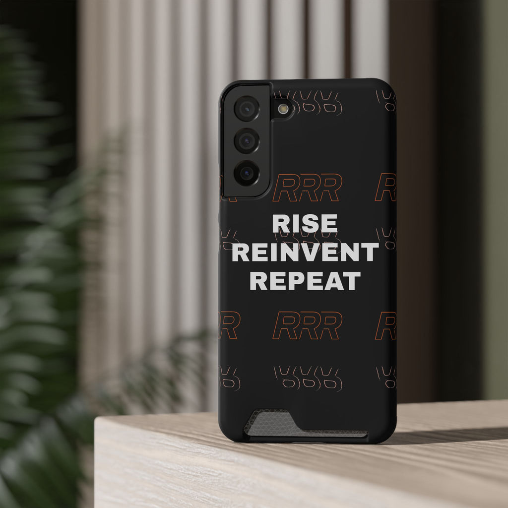 Rise Reinvent Repeat Phone Card Case — Slim Wallet Phone Case with Motivational Design