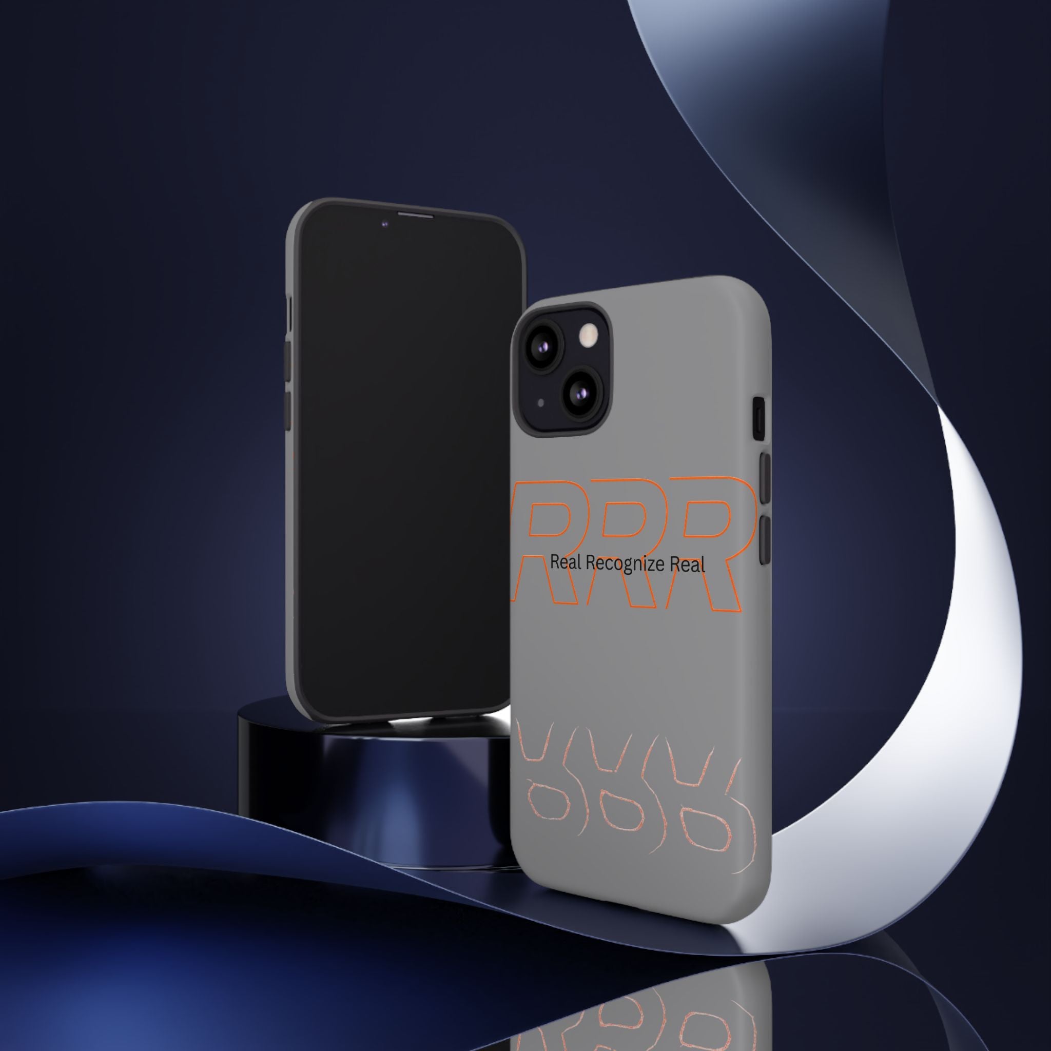Tough Cases — 'Real Recognize Real' Protective Phone Case (Gray, Retro Outline Design)