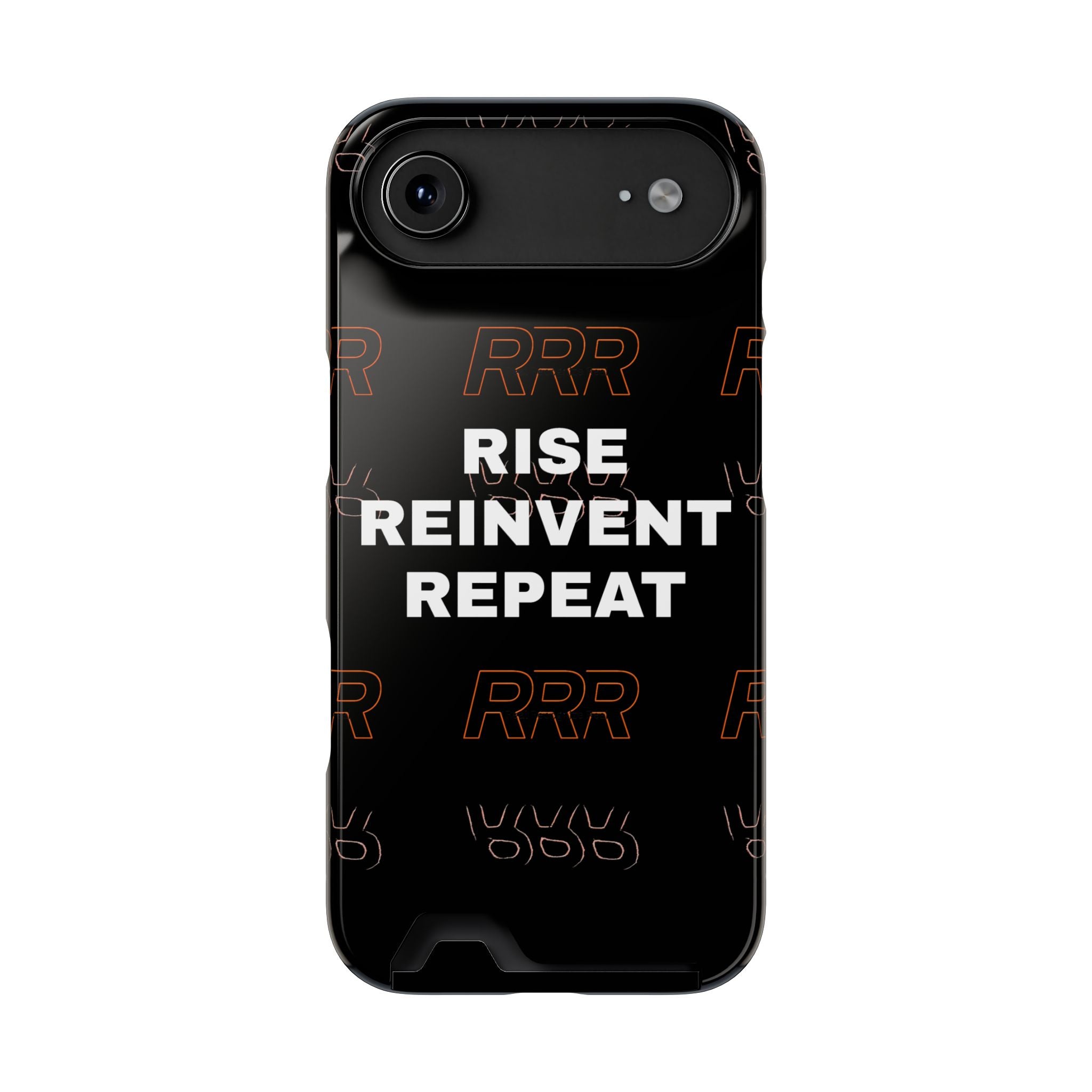 Rise Reinvent Repeat Phone Card Case — Slim Wallet Phone Case with Motivational Design