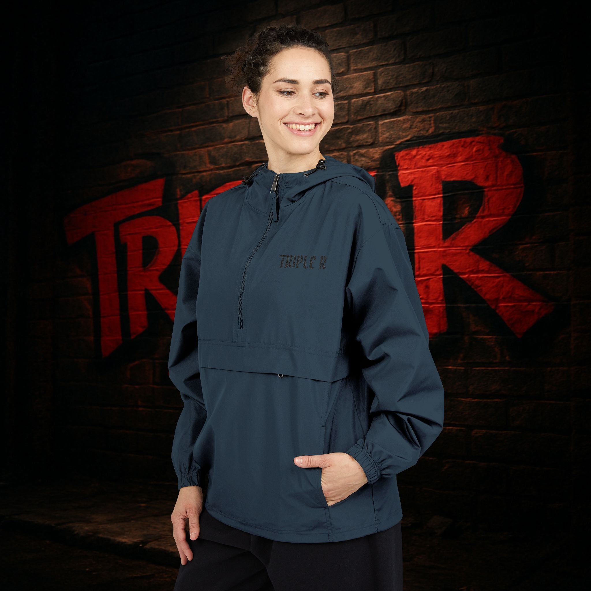 Packable Orange Anorak Jacket – Lightweight Hooded Windbreaker