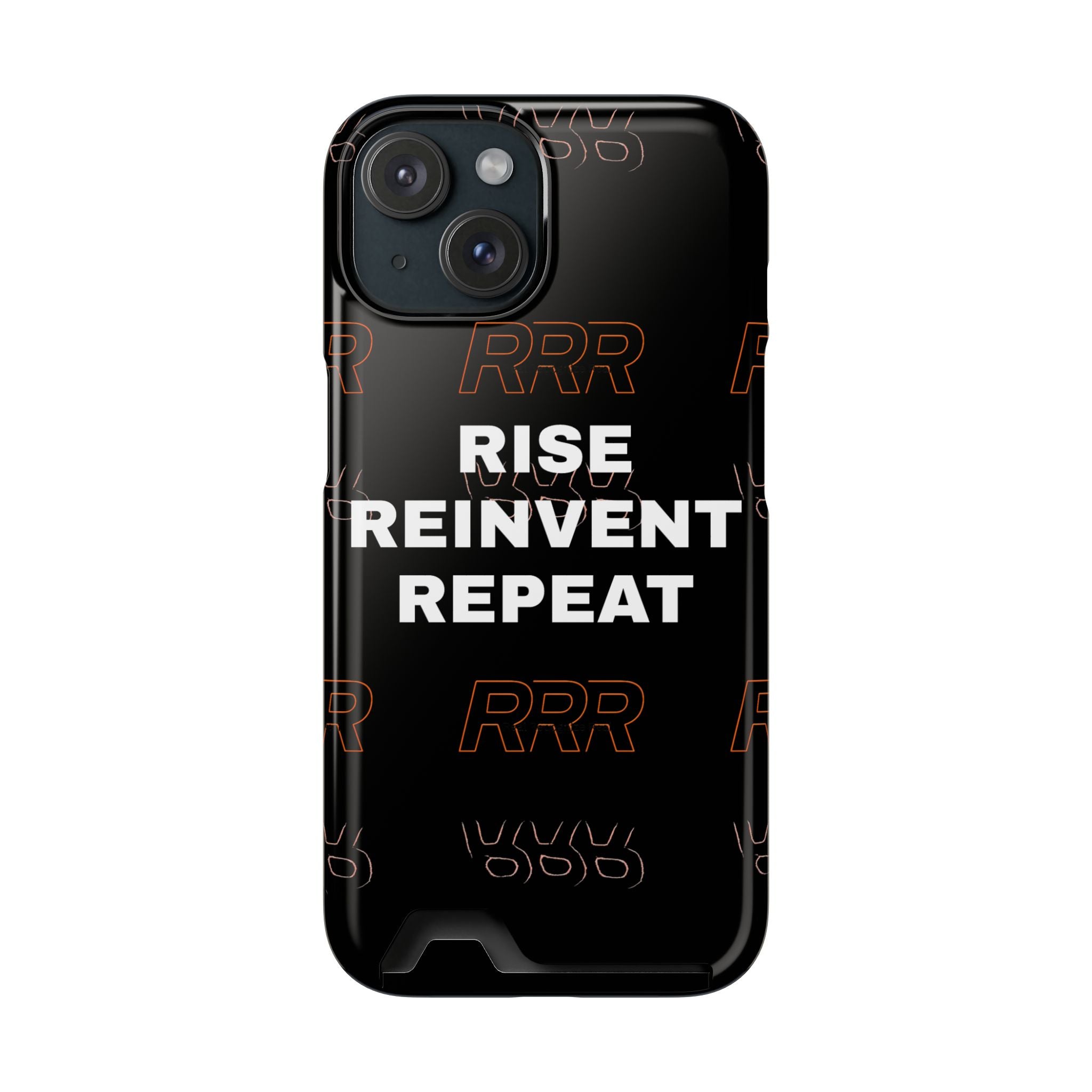 Rise Reinvent Repeat Phone Card Case — Slim Wallet Phone Case with Motivational Design