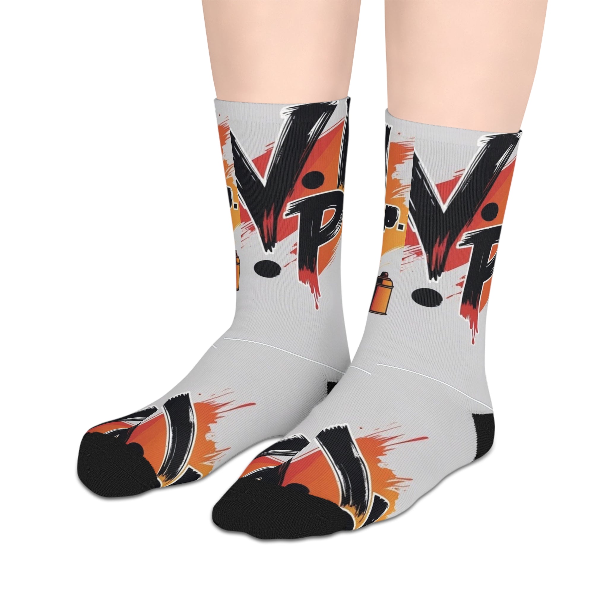 Graffiti Spray Paint Mid-Length Socks — Urban Street Art Crew Socks