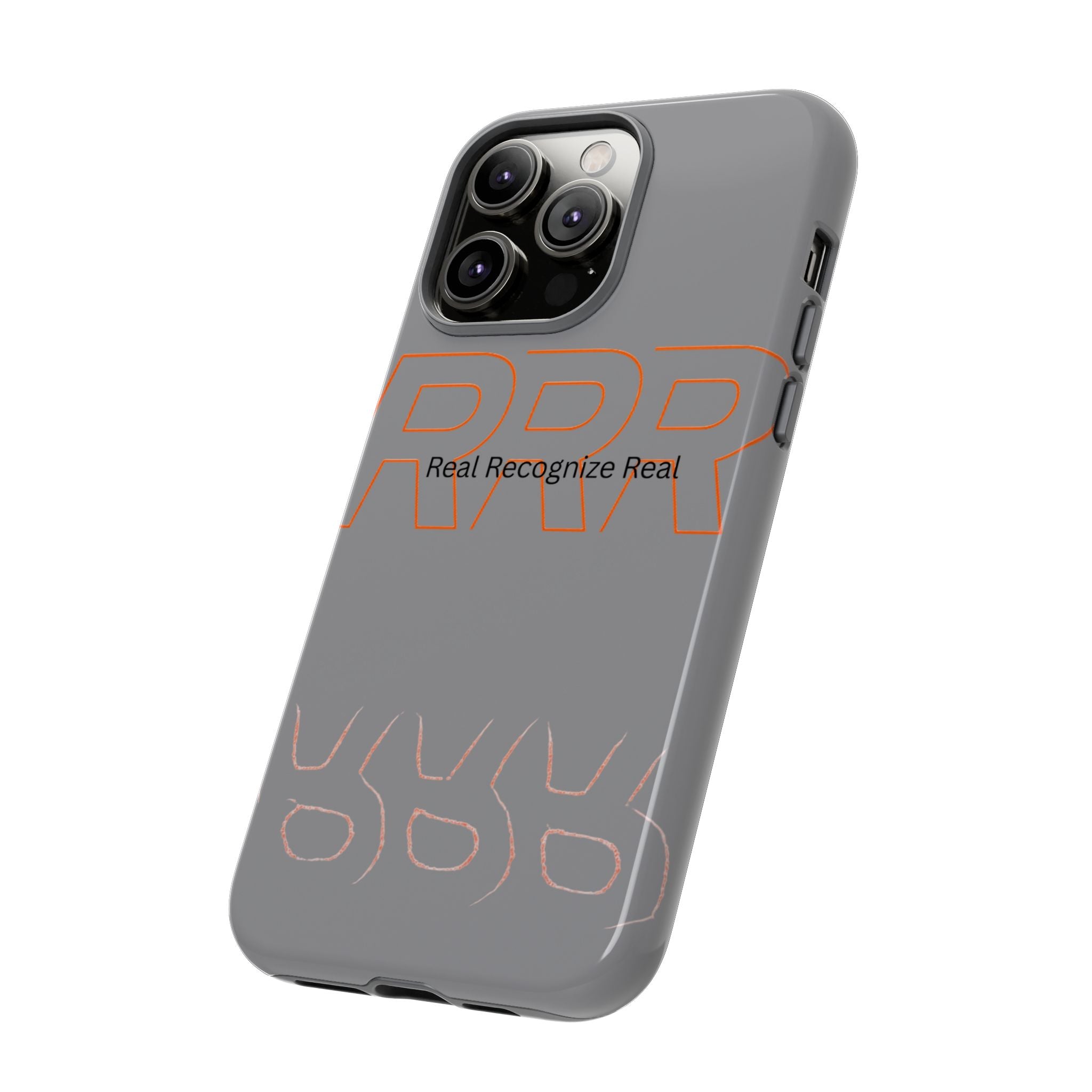 Tough Cases — 'Real Recognize Real' Protective Phone Case (Gray, Retro Outline Design)