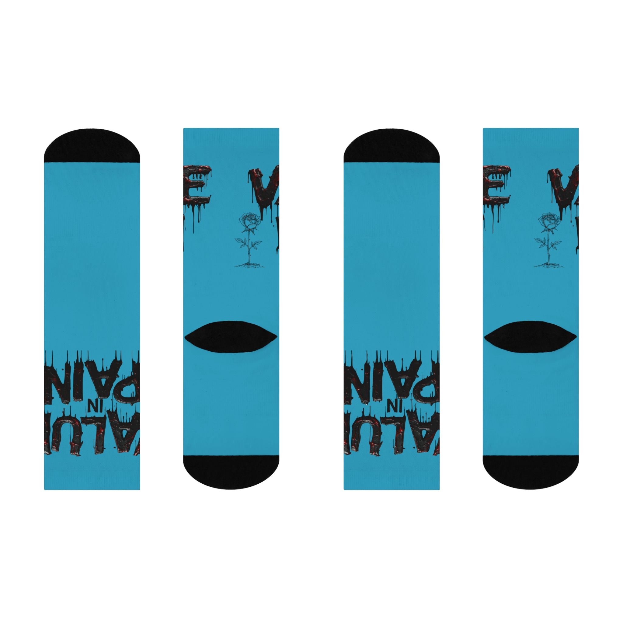 Cushioned Crew Socks — "Blue in Pain" Drip-Style Graphic Comfort Socks