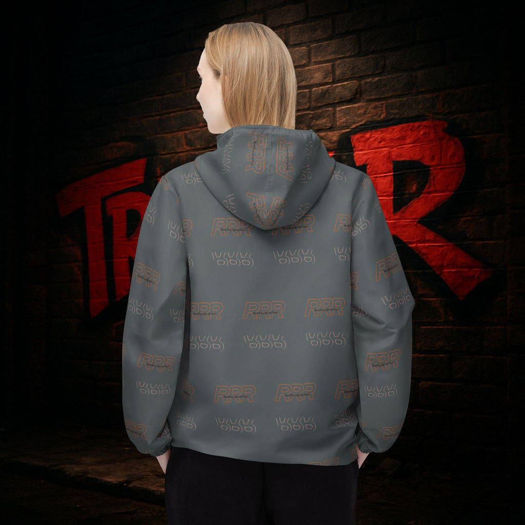 Windbreaker Jacket — All-Over Print Logo Rain Shell