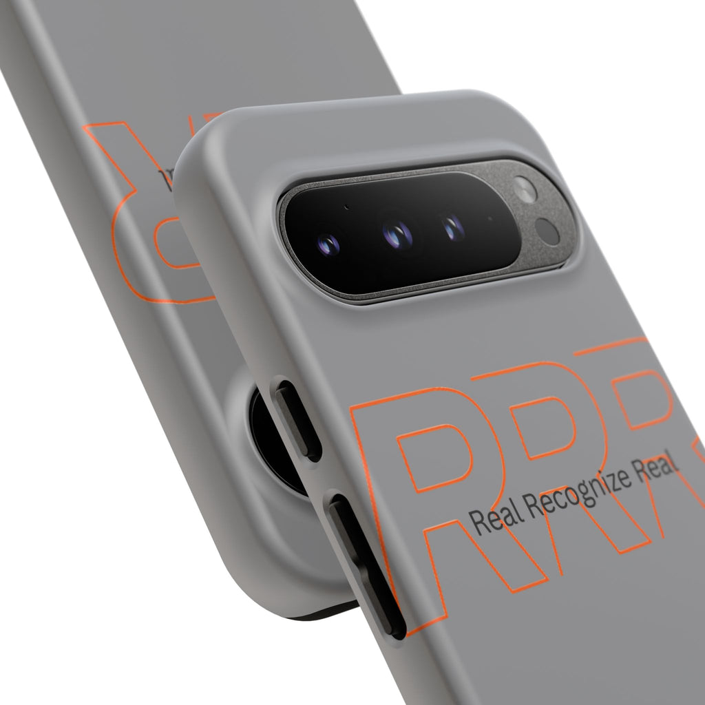 Tough Cases — 'Real Recognize Real' Protective Phone Case (Gray, Retro Outline Design)