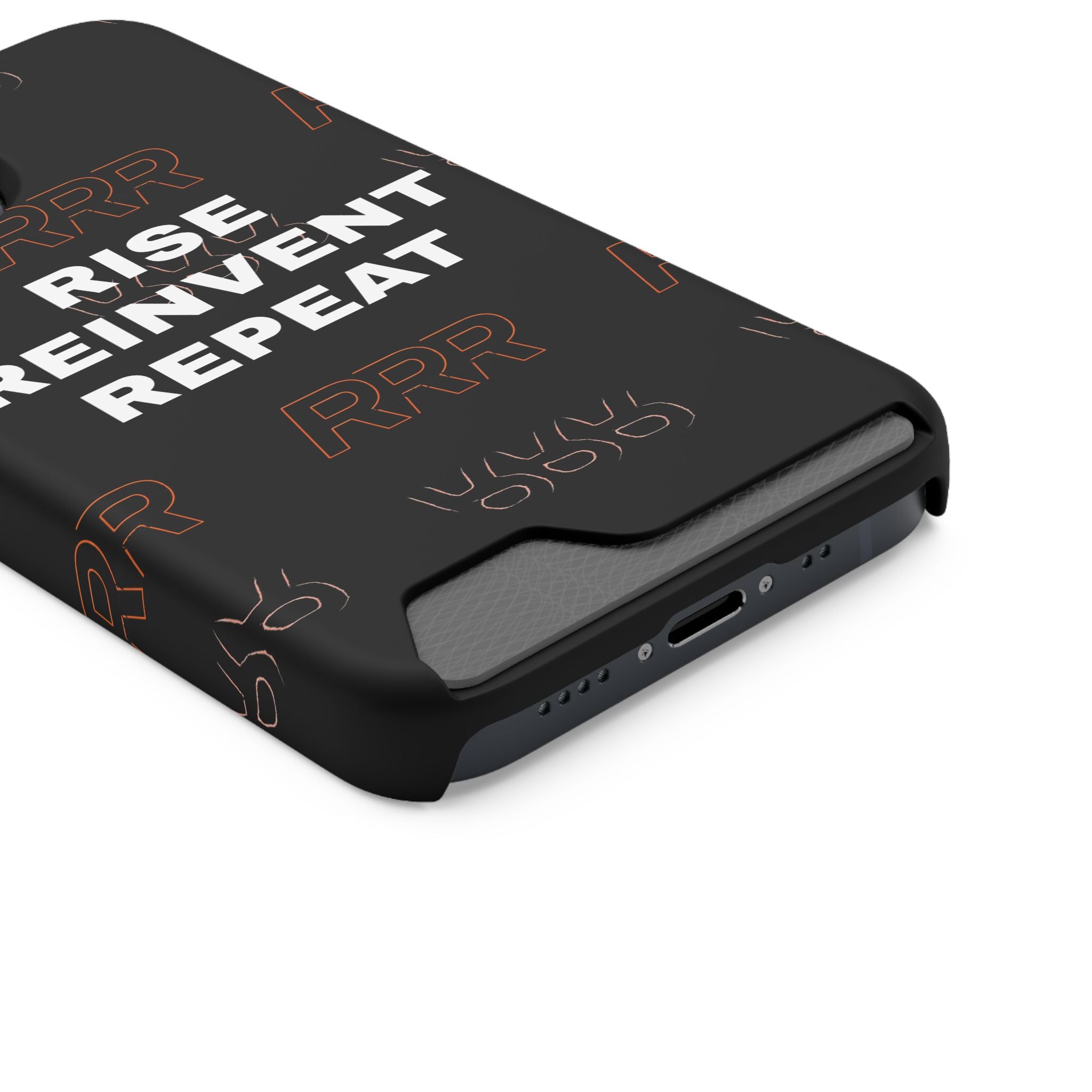 Rise Reinvent Repeat Phone Card Case — Slim Wallet Phone Case with Motivational Design