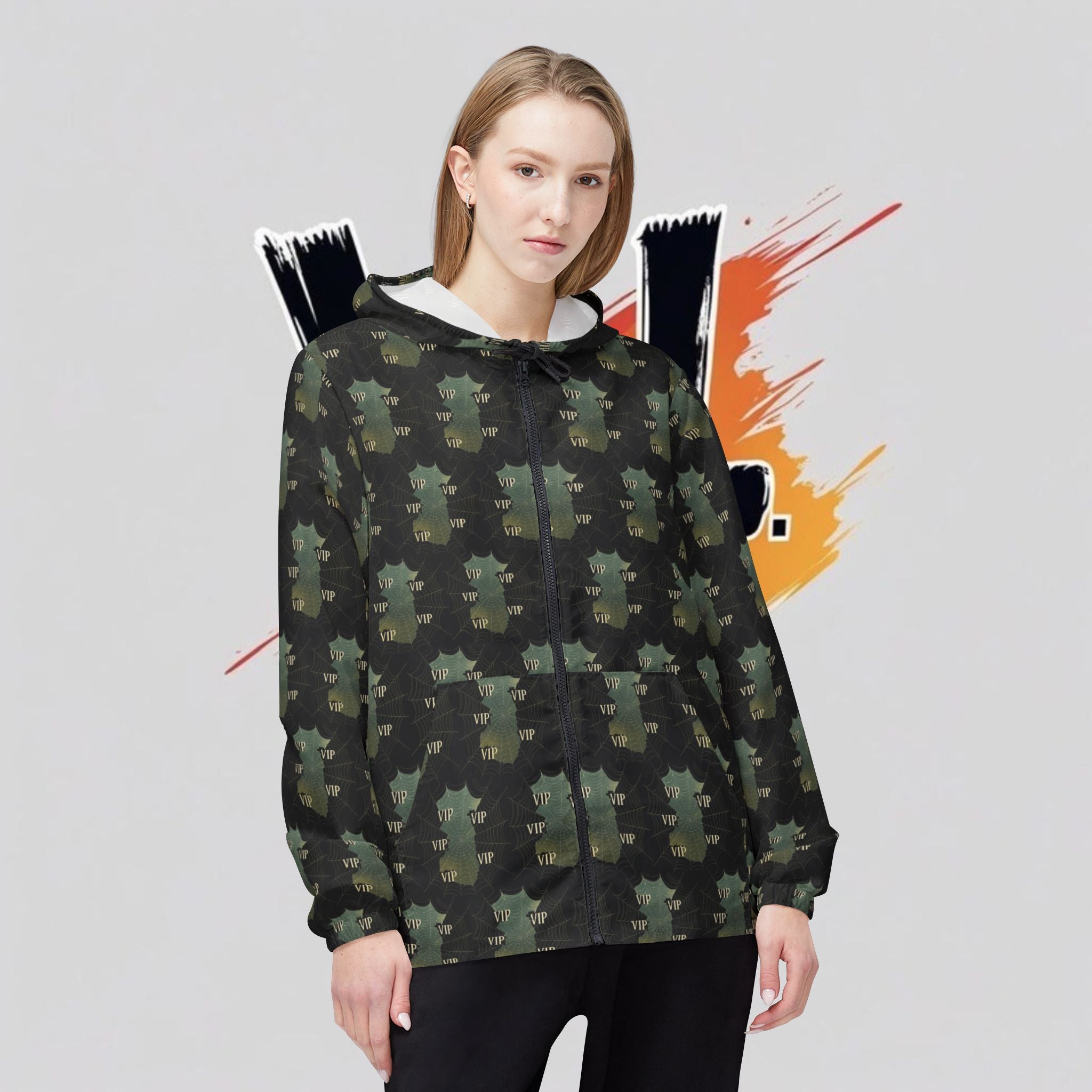 Camo Baby Yoda Windbreaker Jacket — Cute Star Wars Grogu All-Over Print