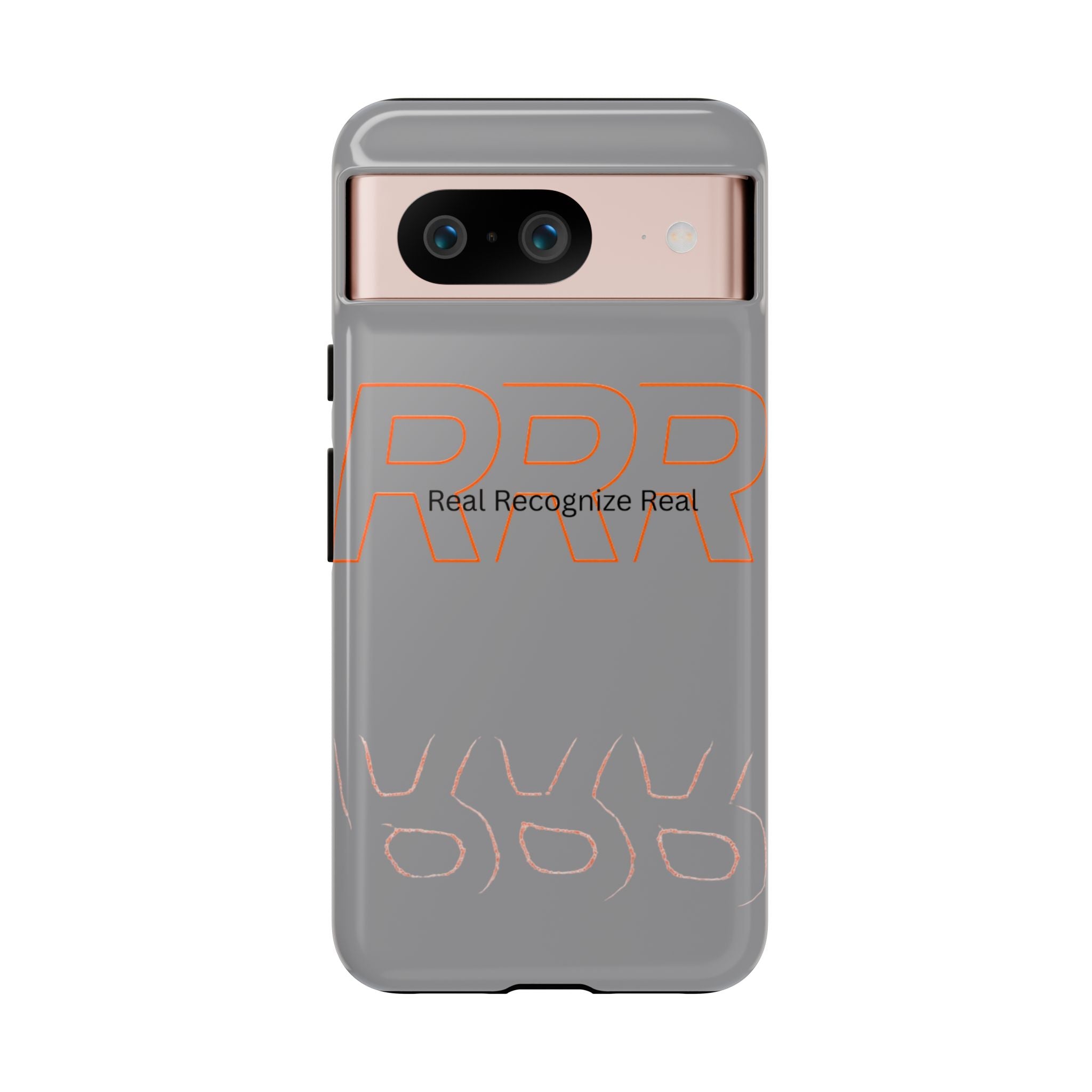 Tough Cases — 'Real Recognize Real' Protective Phone Case (Gray, Retro Outline Design)
