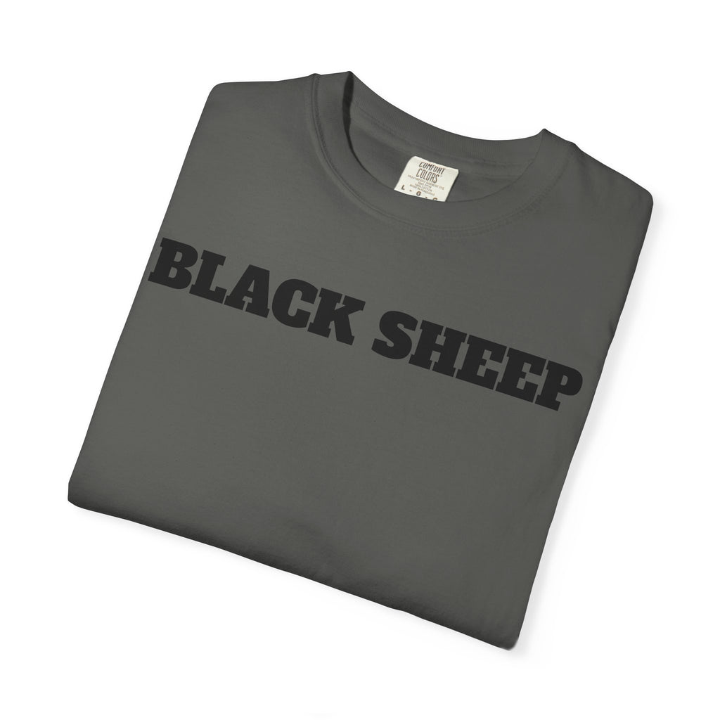Black Sheep T-Shirt — Bold Back Lip Graphic & Front Text