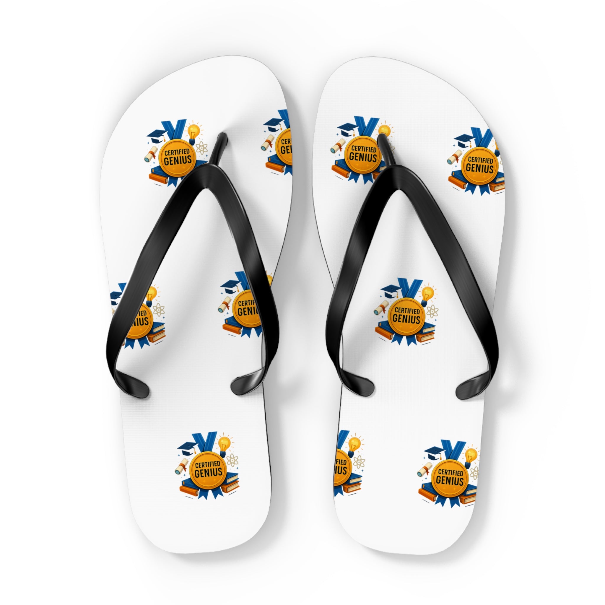 Flip Flops — Summer Genius Badge Pattern Beach Sandals