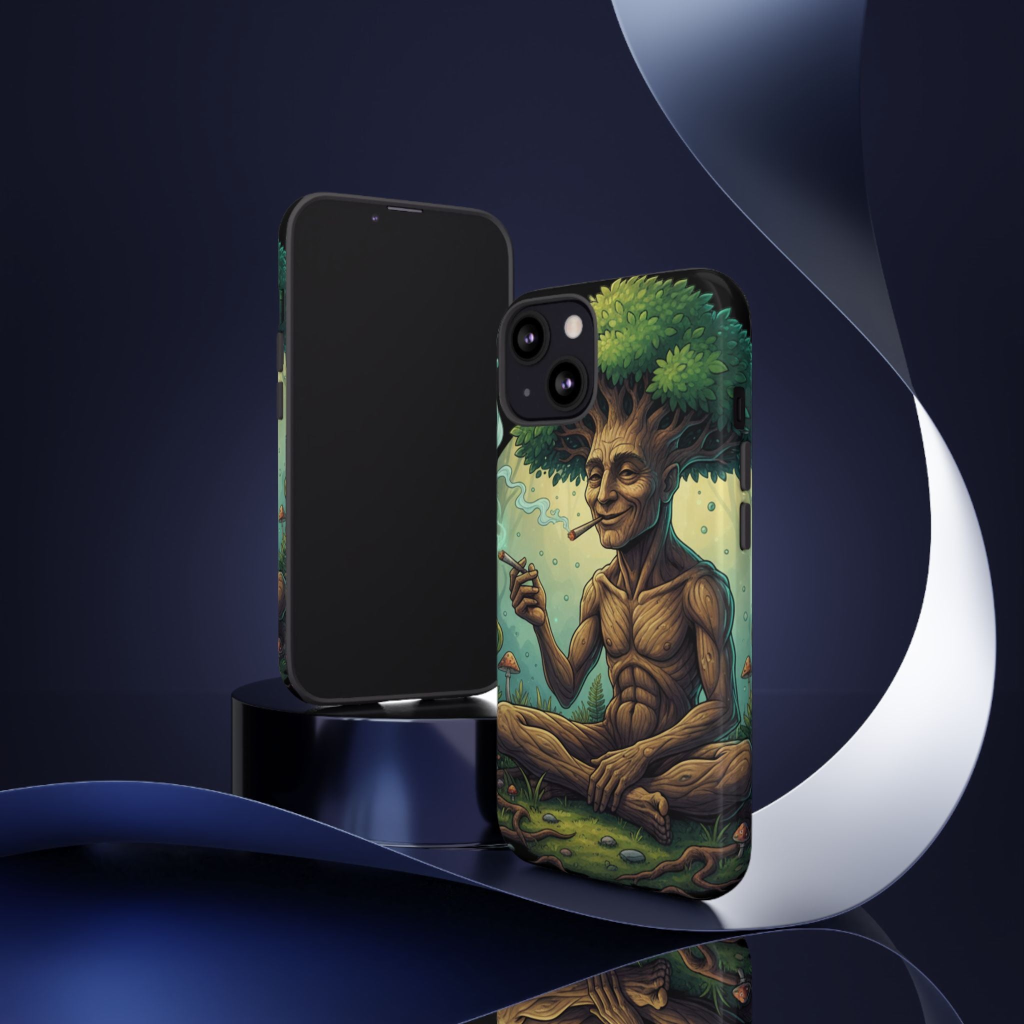 Tree Spirit Phone Case — Chill Smoking Woodland Art Phone Cover