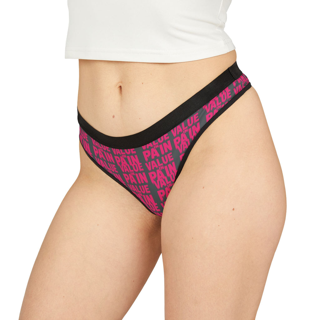 Women's Thong — Pink 'Value Pain' All-Over Print