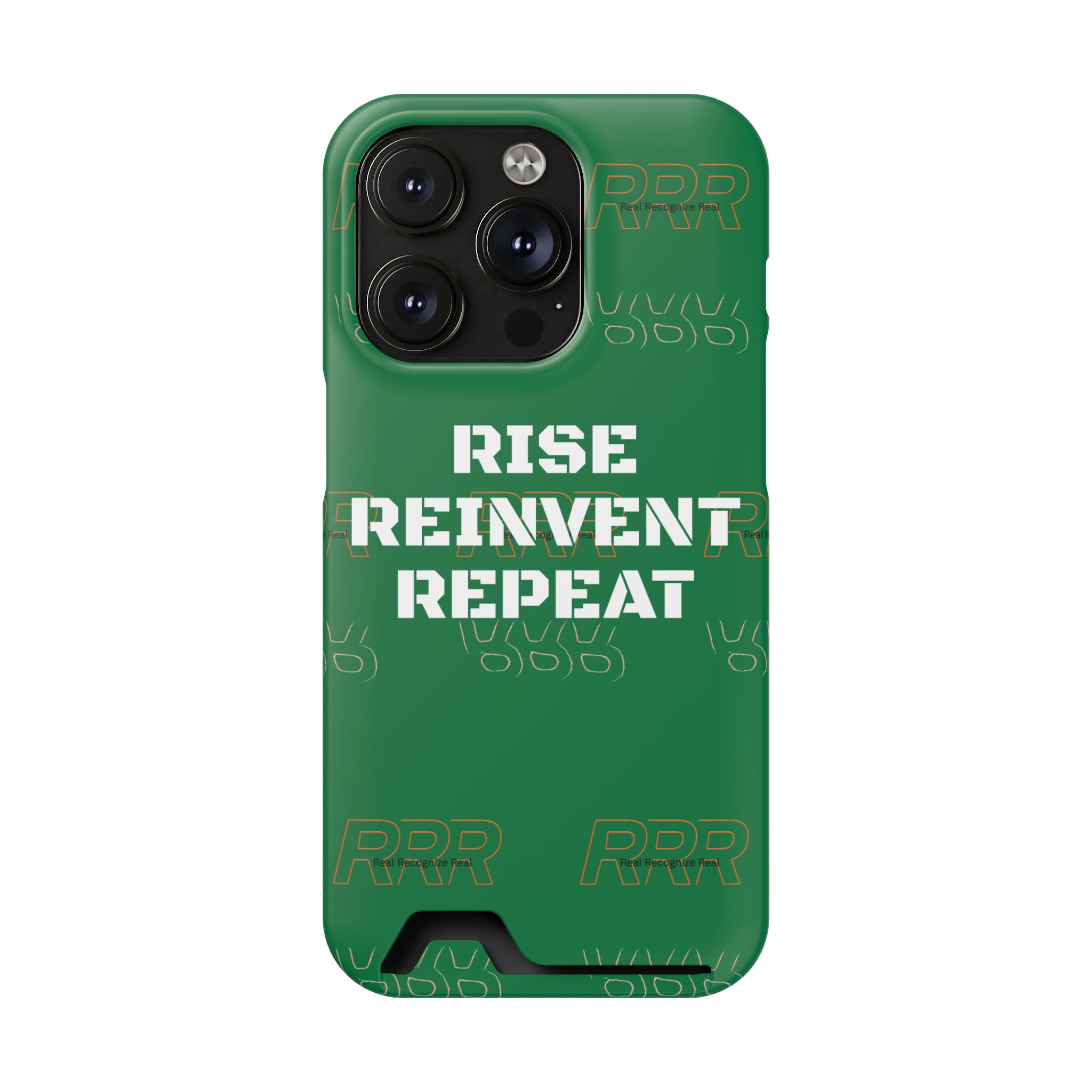 Green 'Rise Reinvent Repeat' Card Holder Phone Case — Motivational Protective Cover