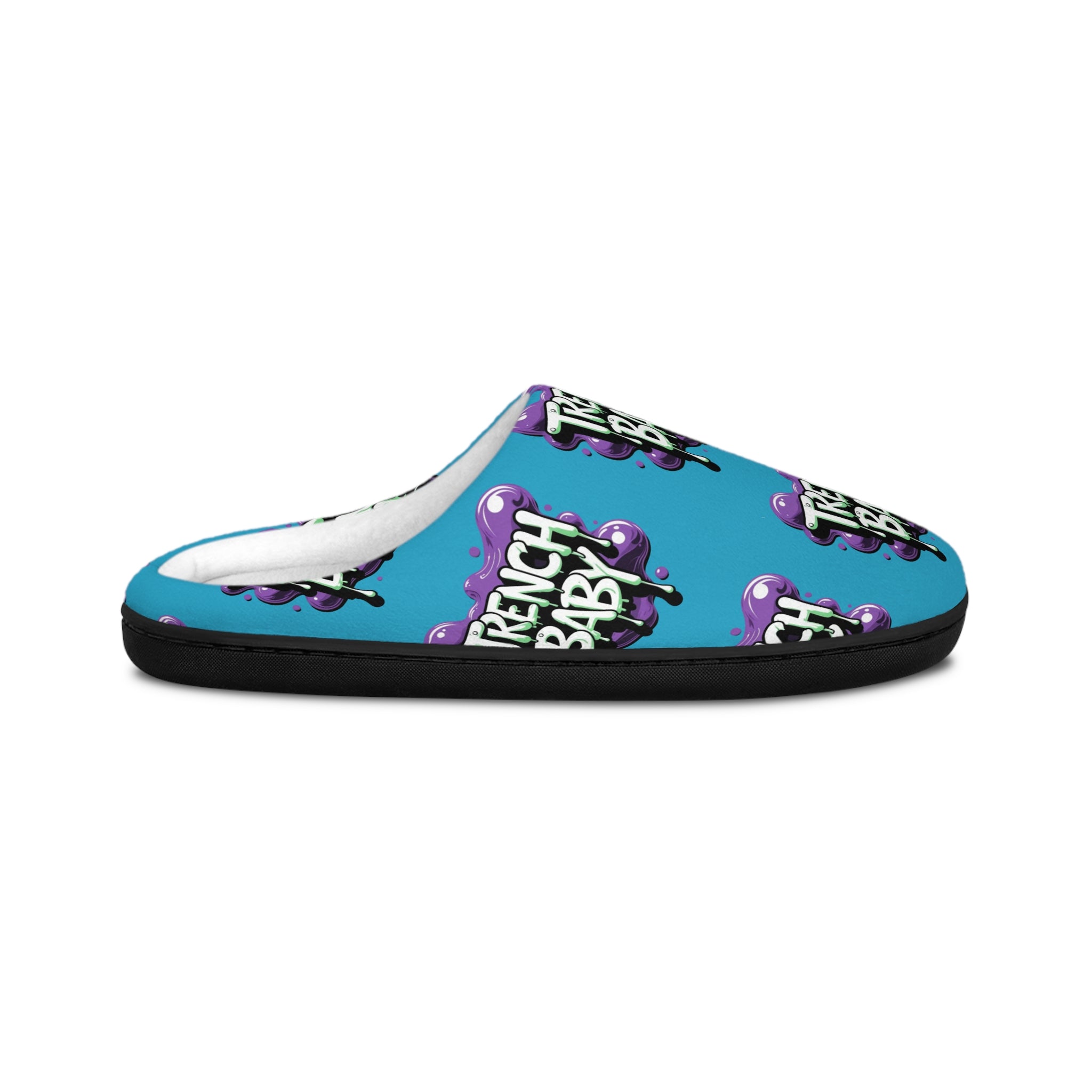Indoor Slippers — Blue "Trench Baby" Graphic Men’s House Slippers