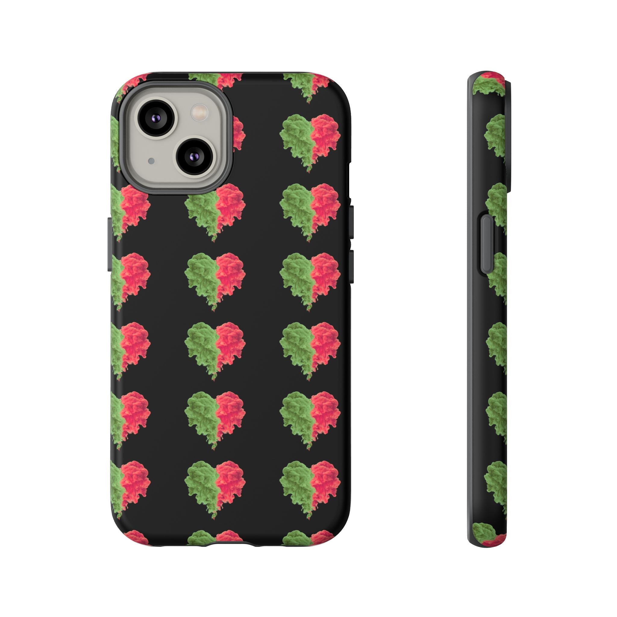 Ripped Heart Pattern Tough Phone Case — Floral Red & Green Heart Protection