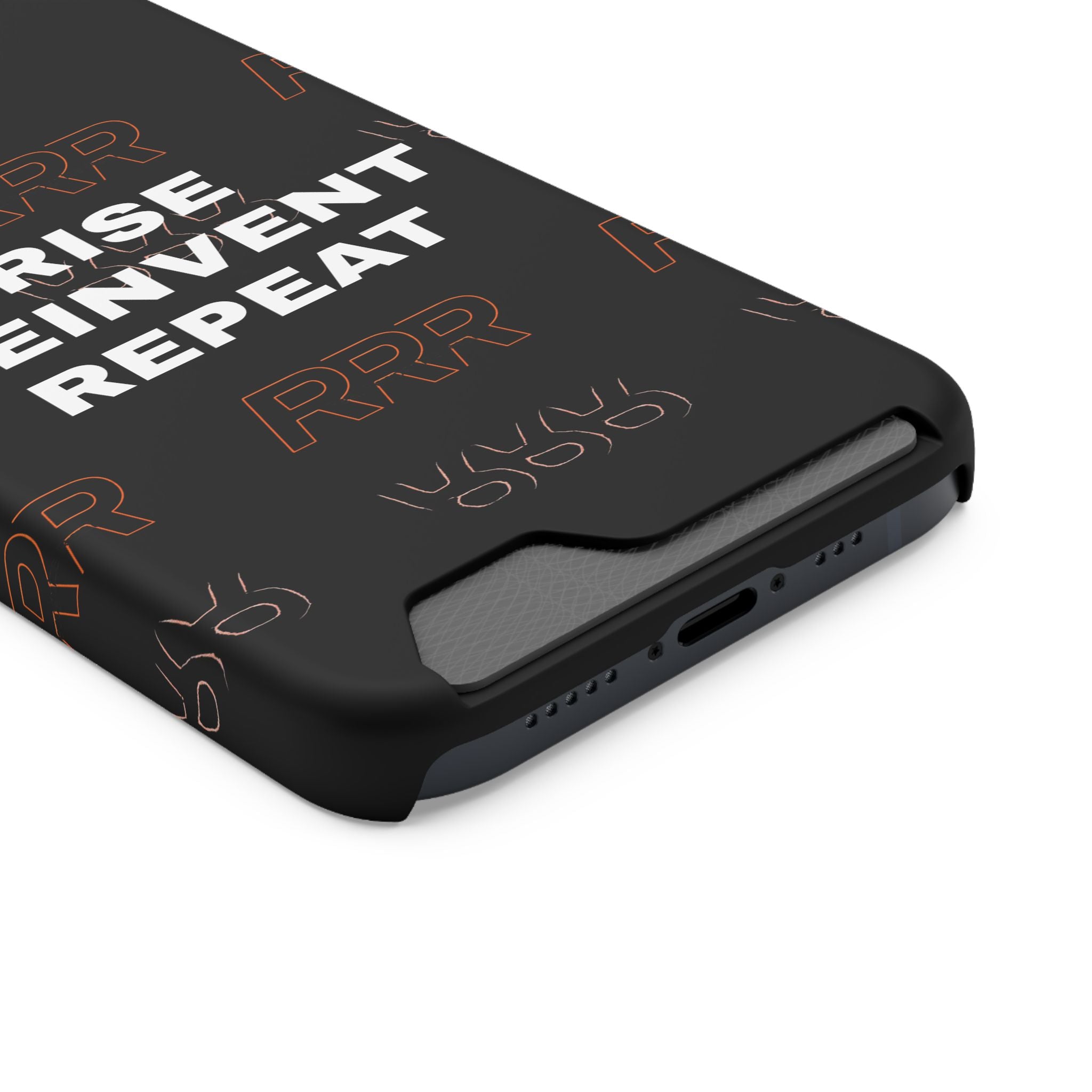 Rise Reinvent Repeat Phone Card Case — Slim Wallet Phone Case with Motivational Design