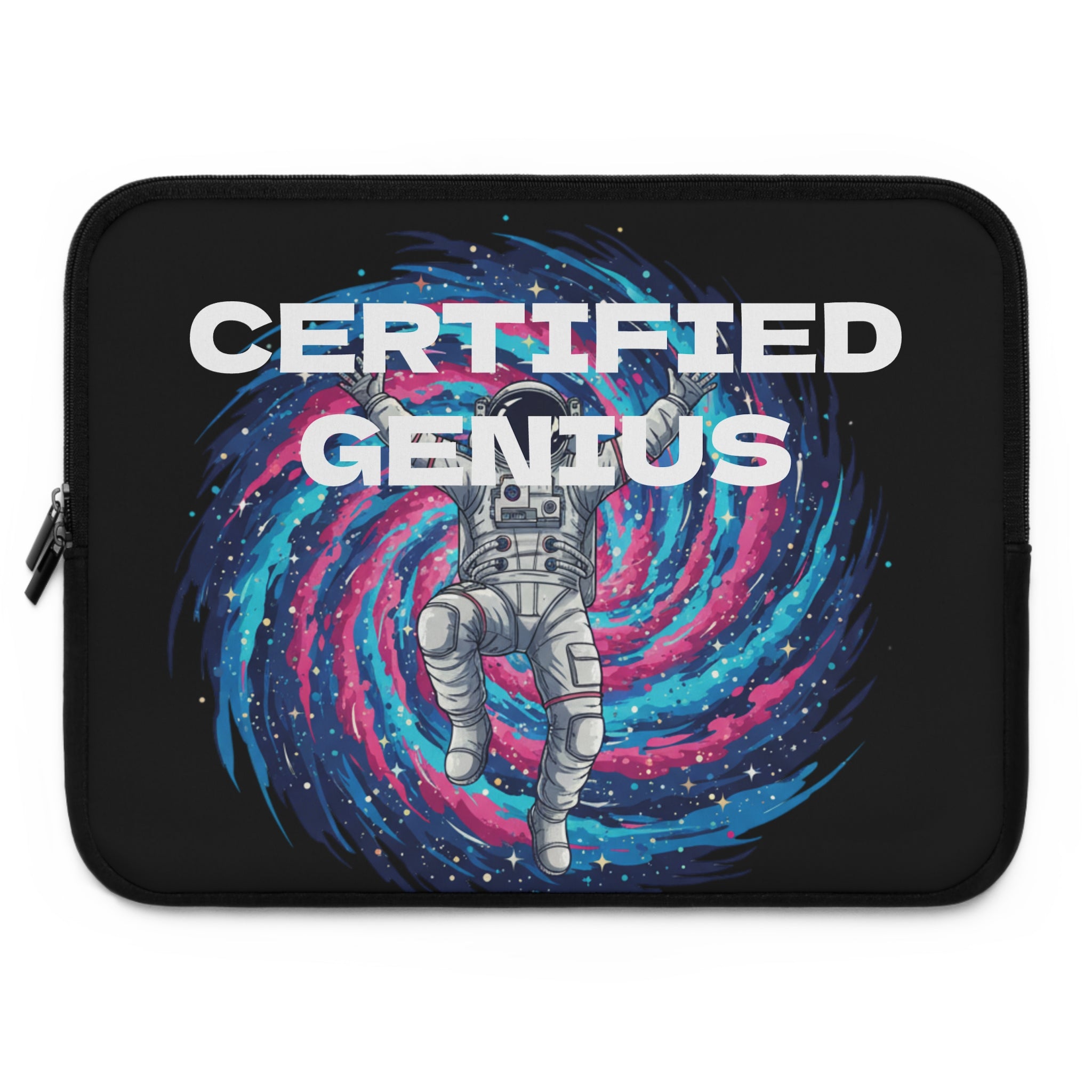 Astro Dance Laptop Sleeve — Astronaut Floating in Neon Galaxy