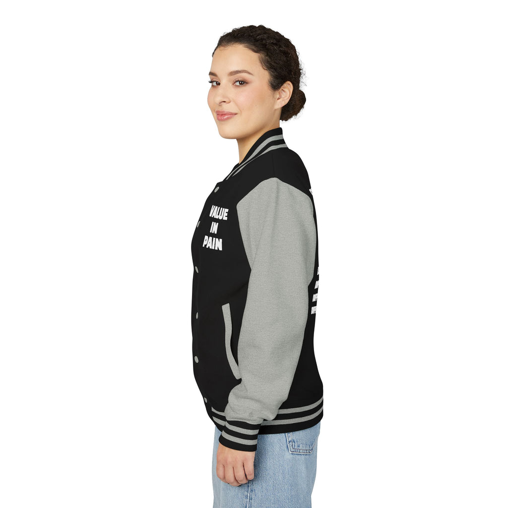 Letterman Jacket — Small Neon Portrait Patch & Repeated 'Different Breed Apparel' Back Print