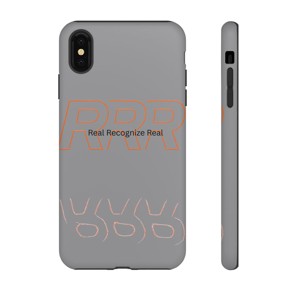 Tough Cases — 'Real Recognize Real' Protective Phone Case (Gray, Retro Outline Design)