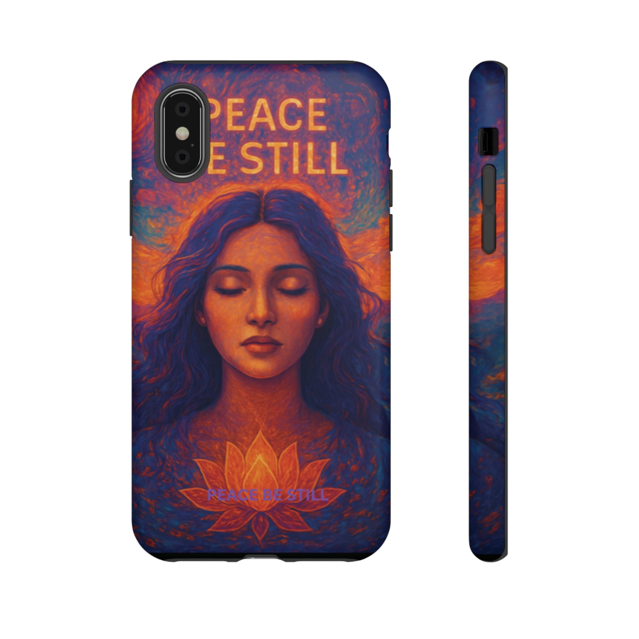 Peace Be Still Phone Case – Serene Goddess Meditation Design