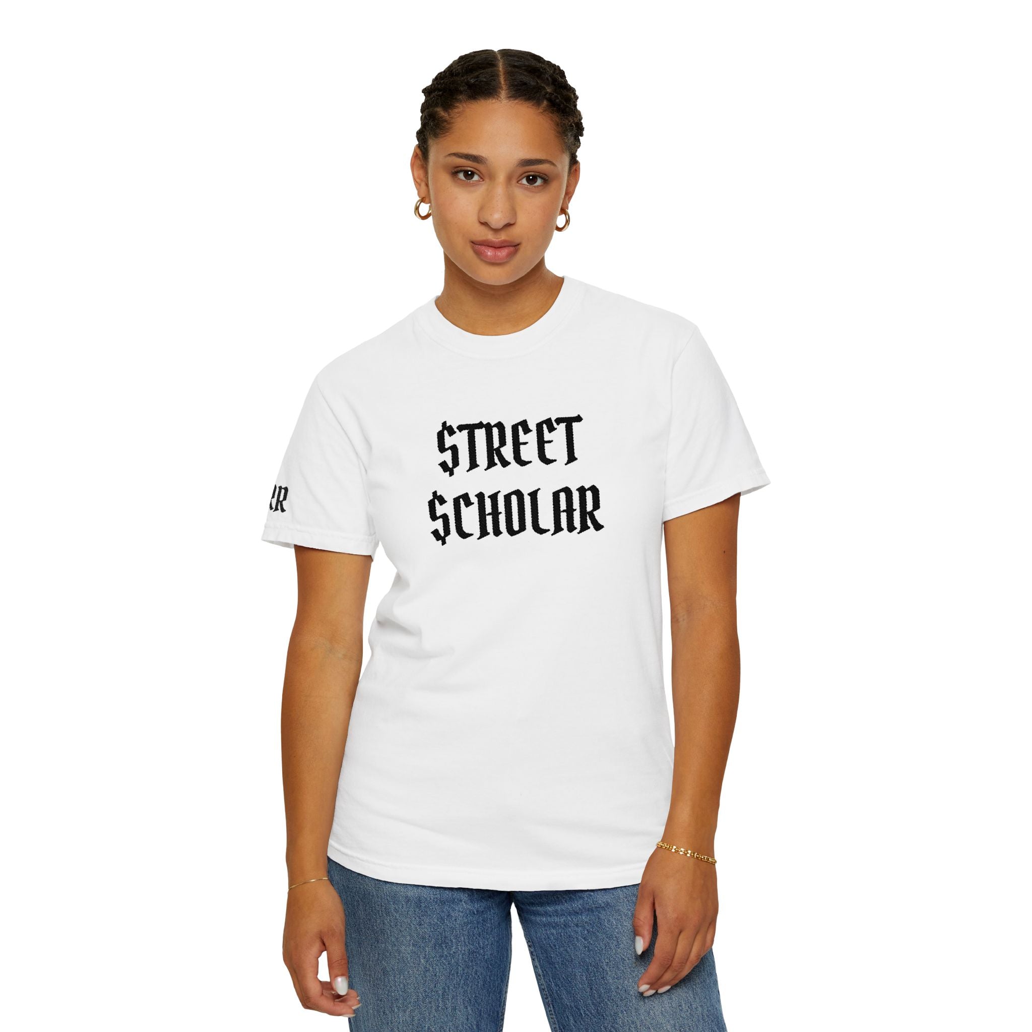 Street Scholar T-Shirt — Gothic Text Graphic Tee