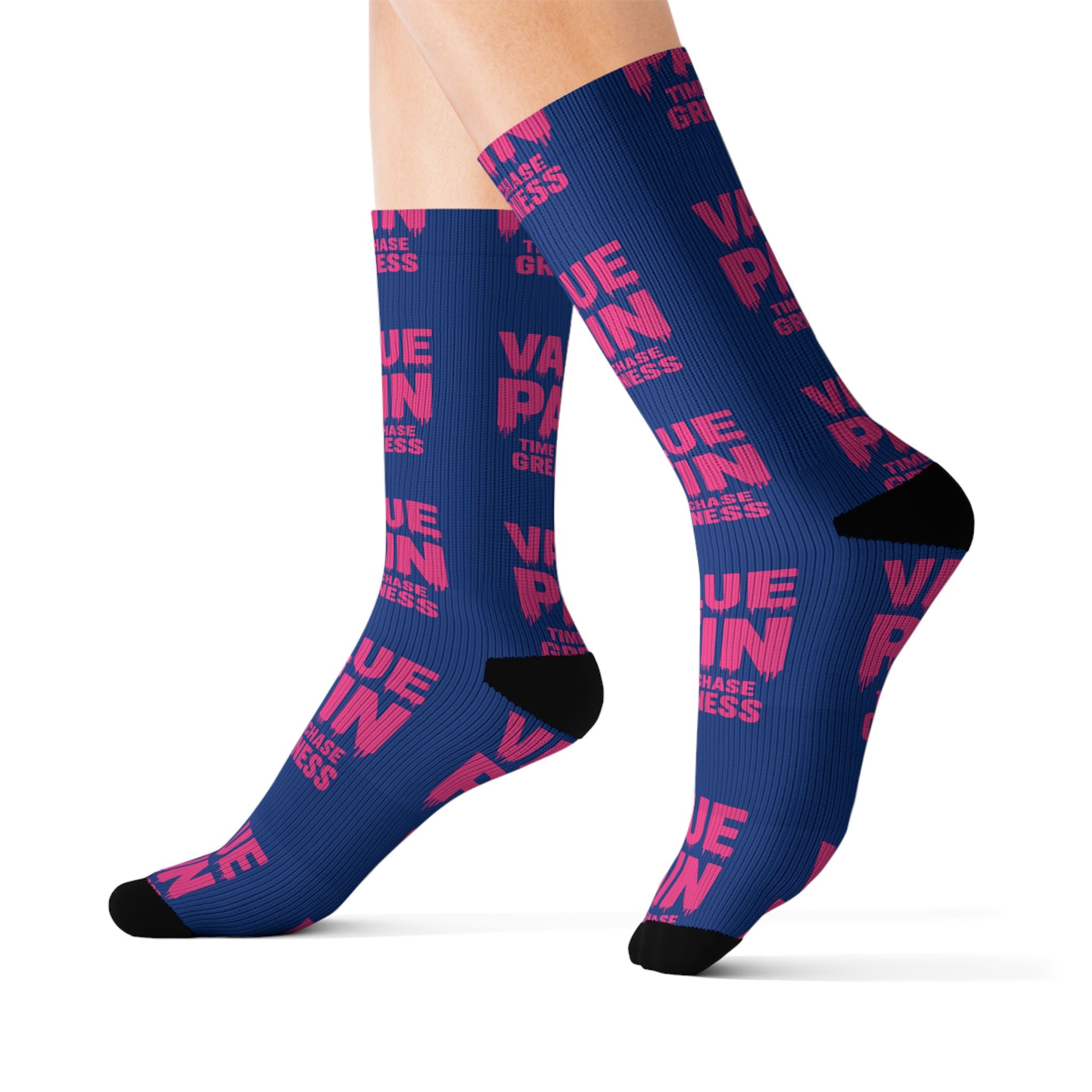 Value Over Pain Athletic Socks — Motivational Sublimation Crew Socks