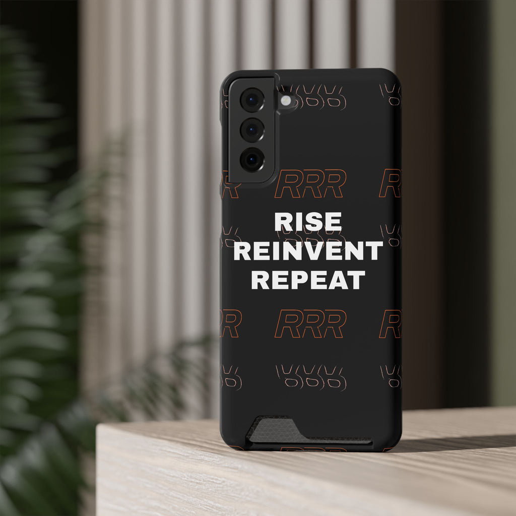 Rise Reinvent Repeat Phone Card Case — Slim Wallet Phone Case with Motivational Design