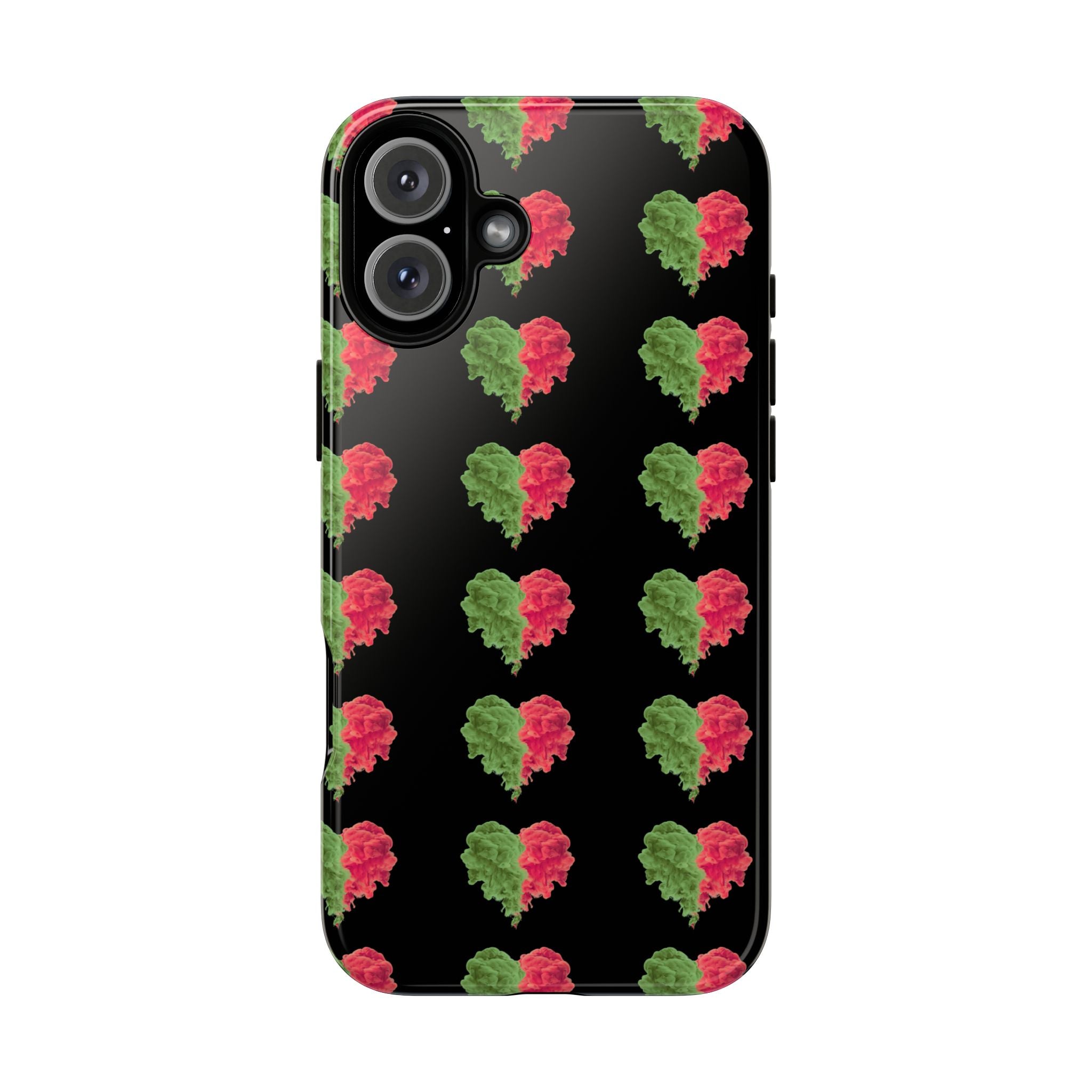 Ripped Heart Pattern Tough Phone Case — Floral Red & Green Heart Protection