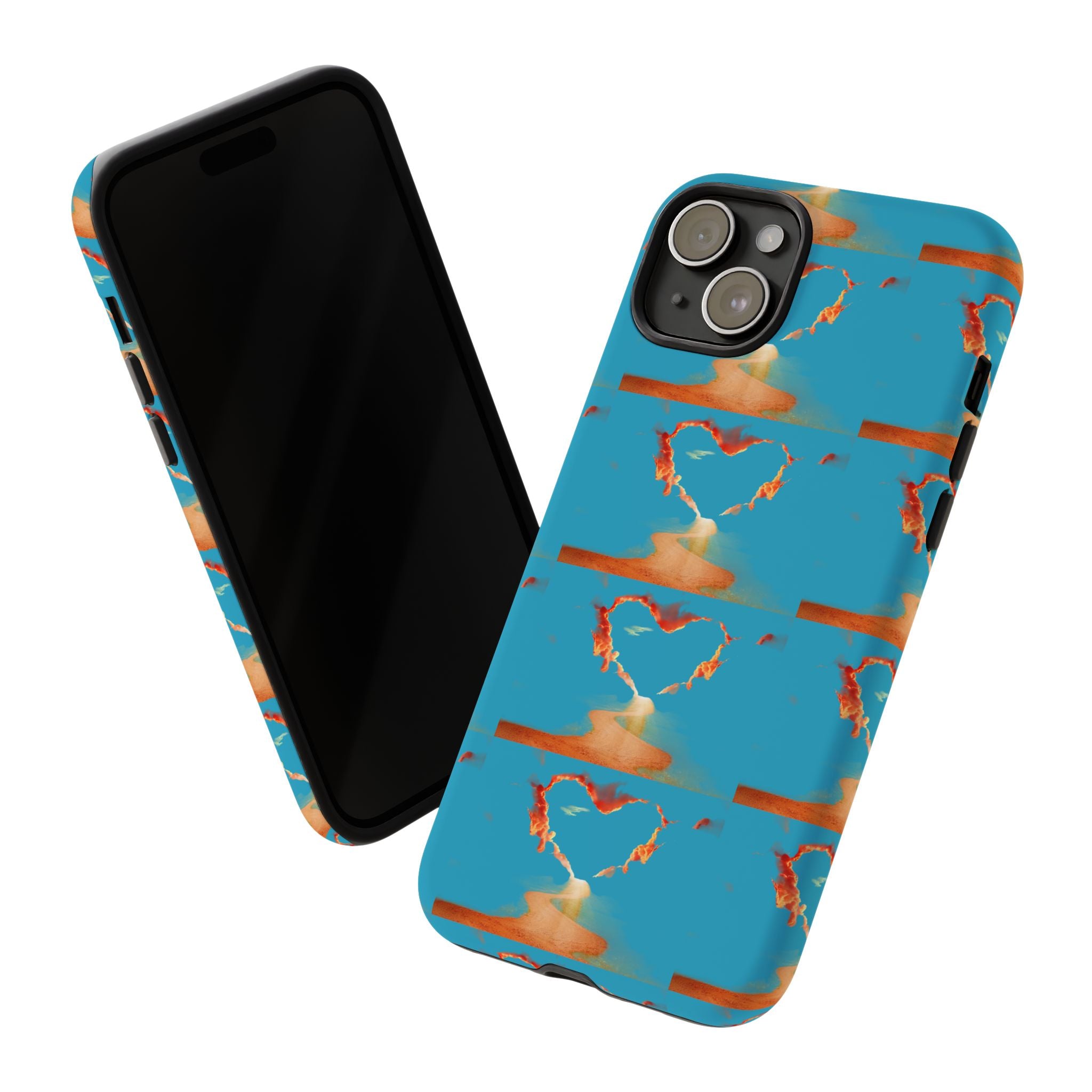 Heart Flame Tough Phone Case — Blue Sunset Protective Cover