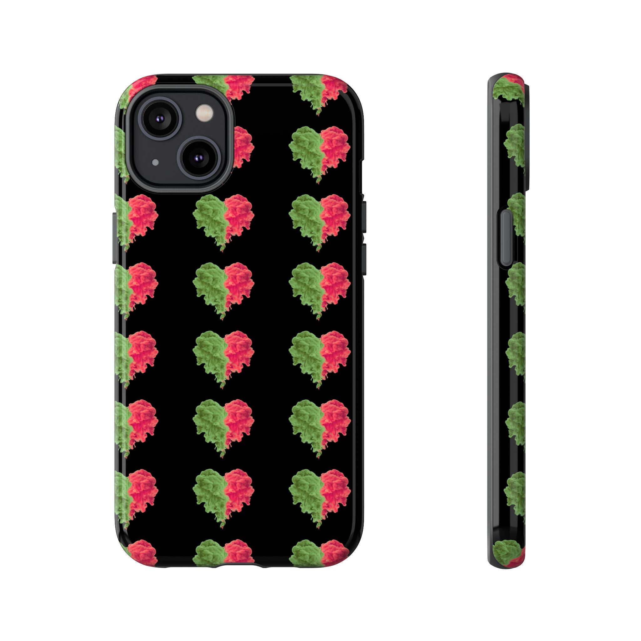 Ripped Heart Pattern Tough Phone Case — Floral Red & Green Heart Protection