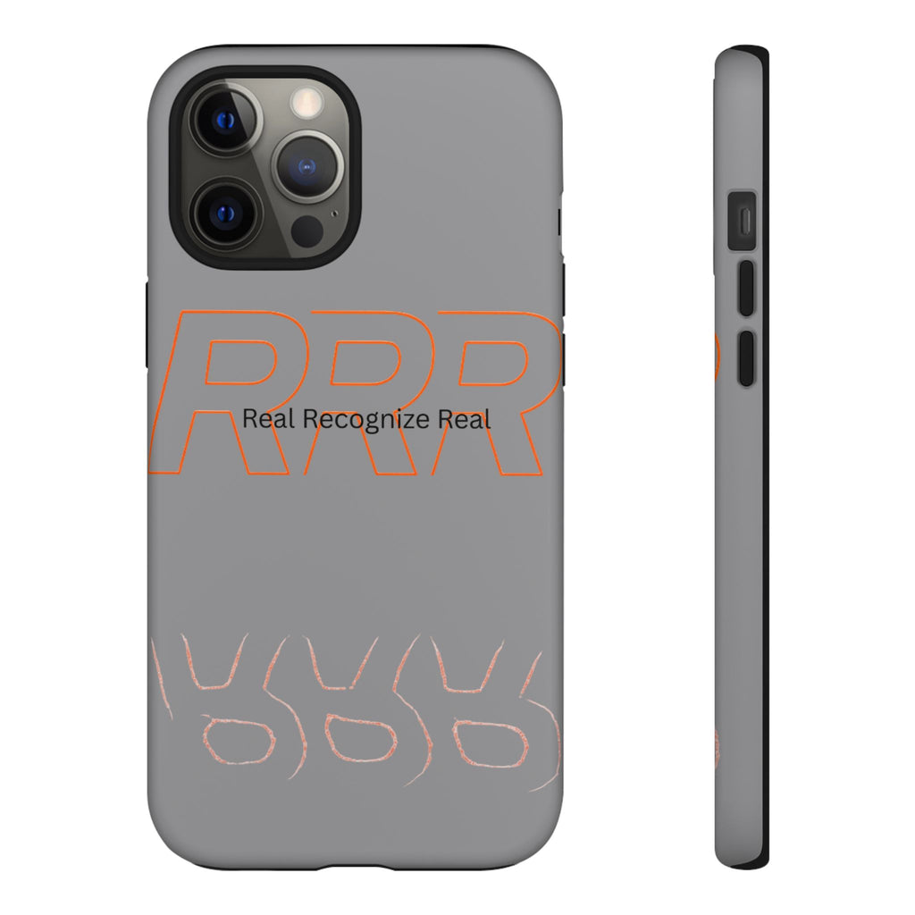 Tough Cases — 'Real Recognize Real' Protective Phone Case (Gray, Retro Outline Design)