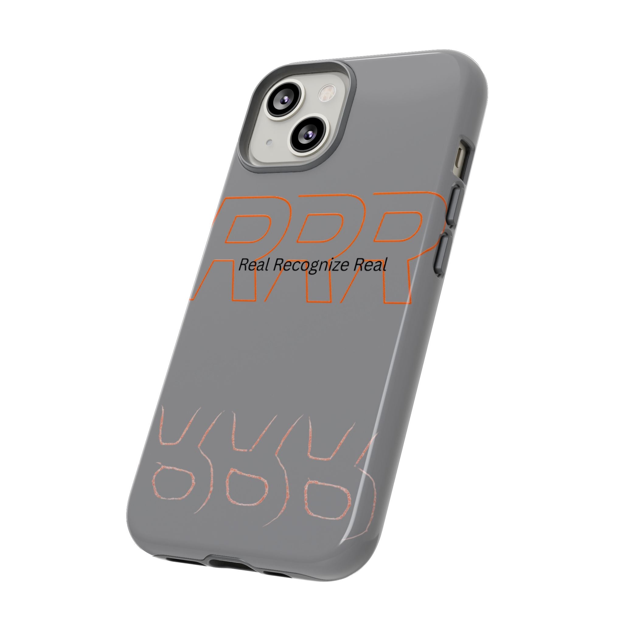 Tough Cases — 'Real Recognize Real' Protective Phone Case (Gray, Retro Outline Design)