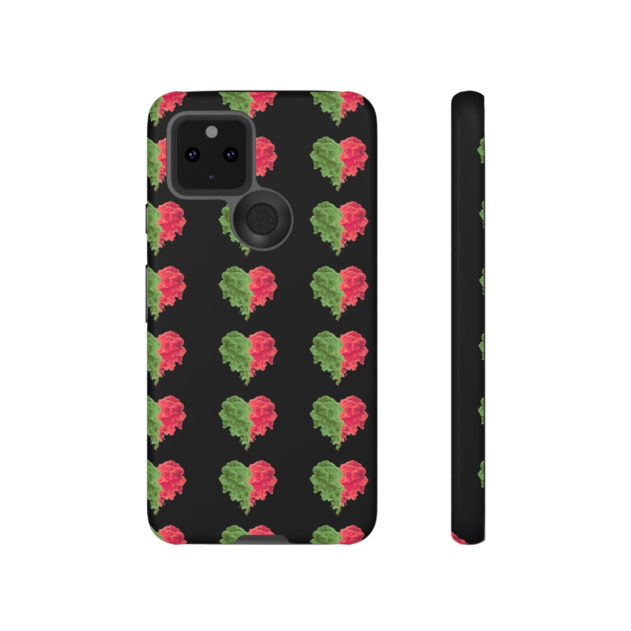 Ripped Heart Pattern Tough Phone Case — Floral Red & Green Heart Protection