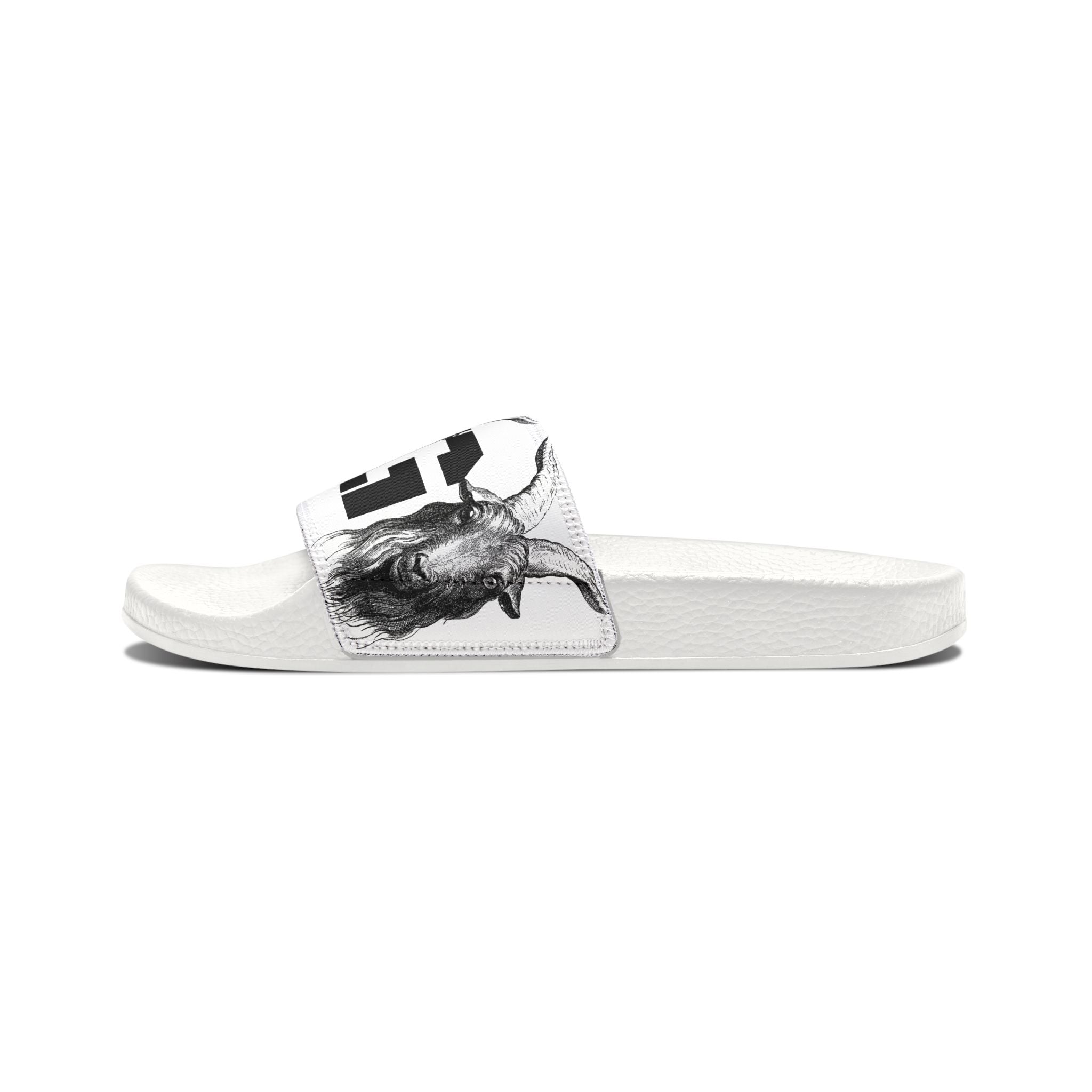Men's Graphic Slide Sandals — Black & White Removable-Strap Pool Slides