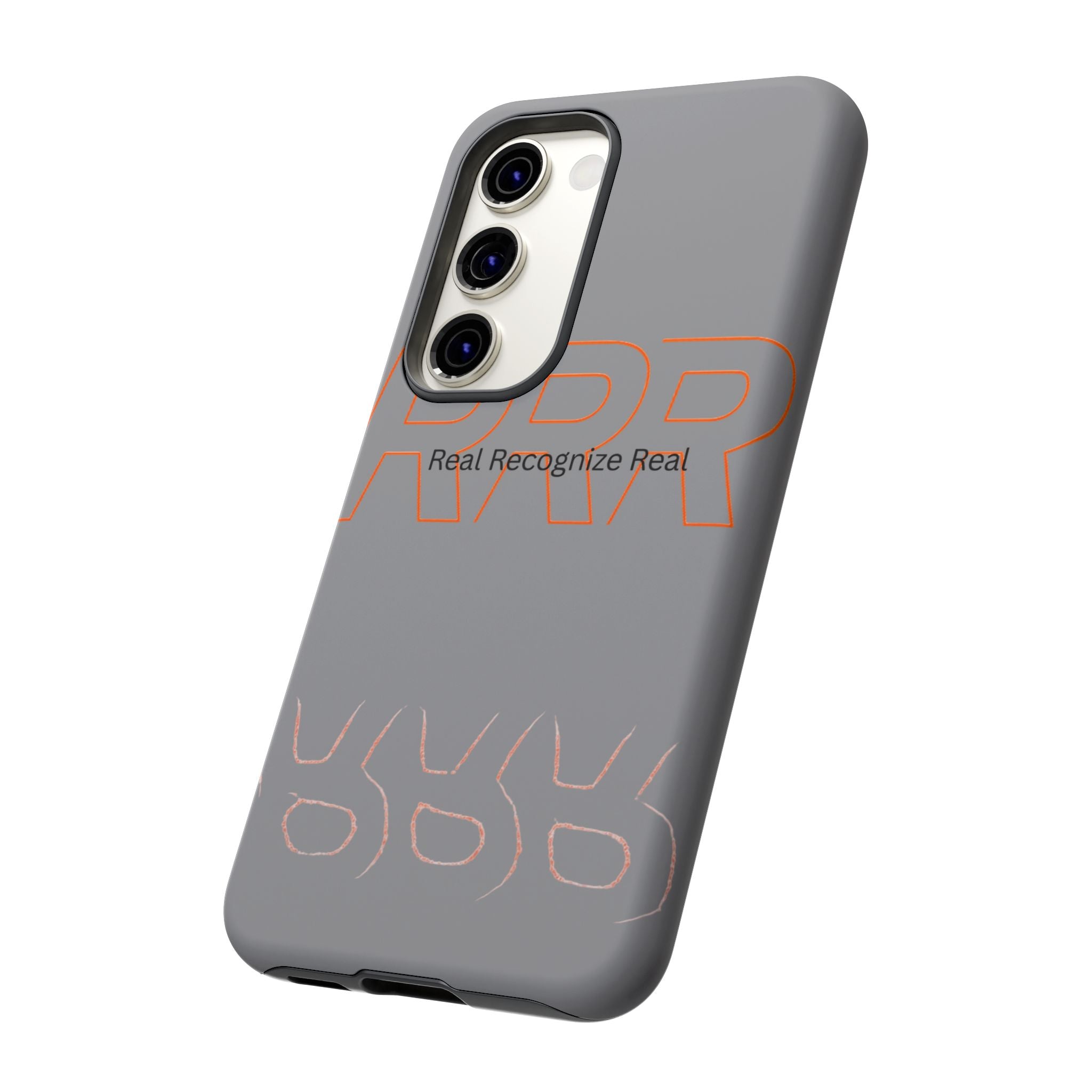 Tough Cases — 'Real Recognize Real' Protective Phone Case (Gray, Retro Outline Design)