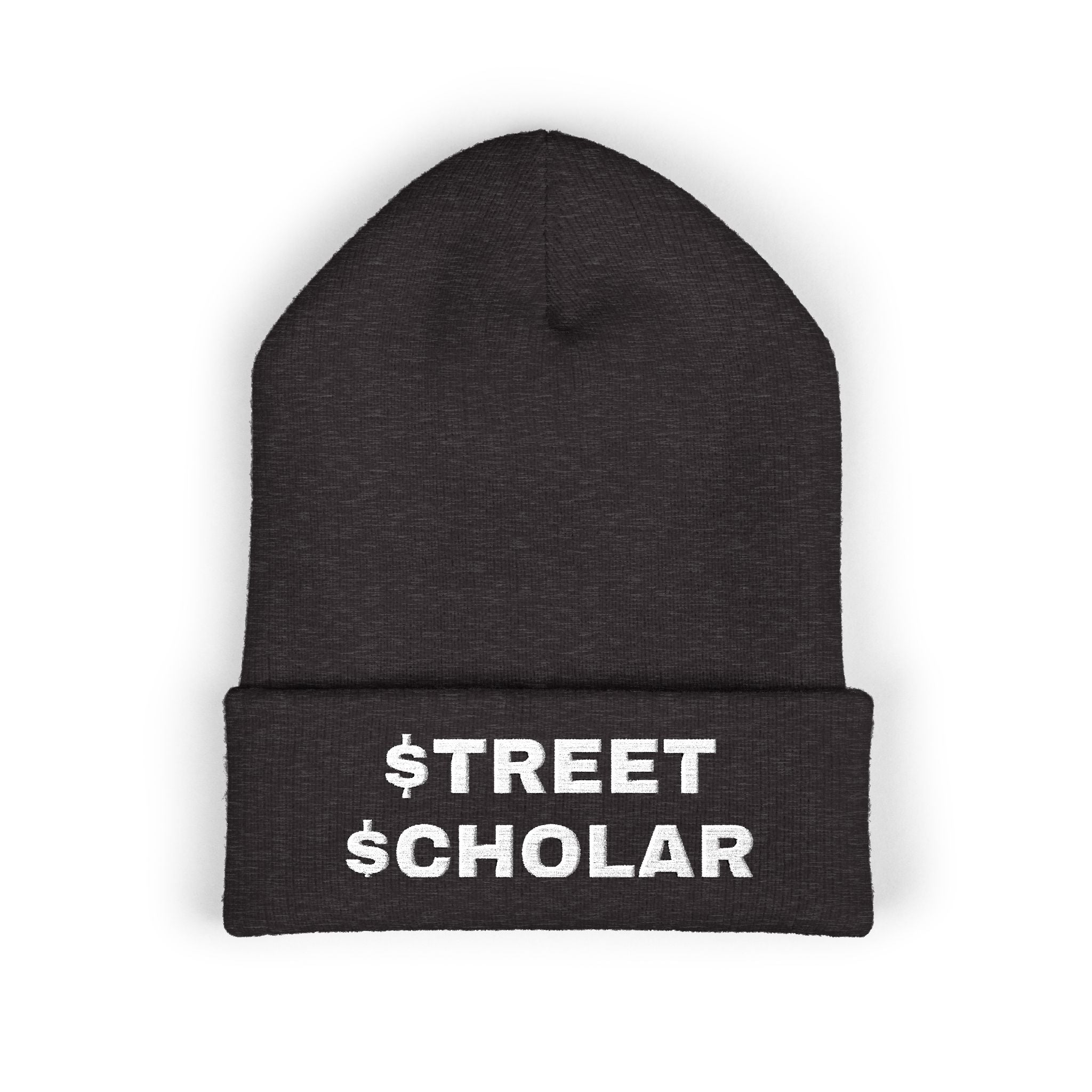 Street Scholar Embroidered Beanie — Classic Cuffed Knit Hat