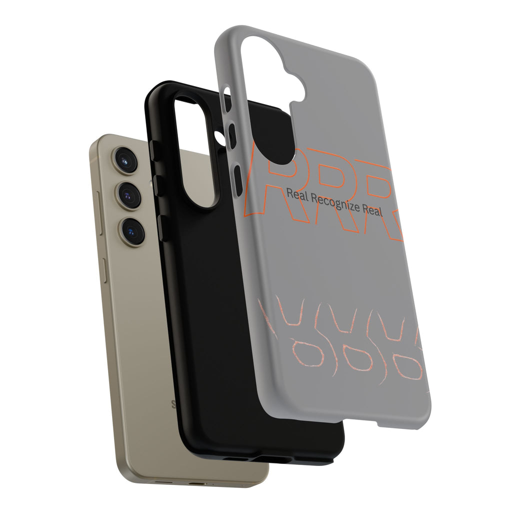 Tough Cases — 'Real Recognize Real' Protective Phone Case (Gray, Retro Outline Design)