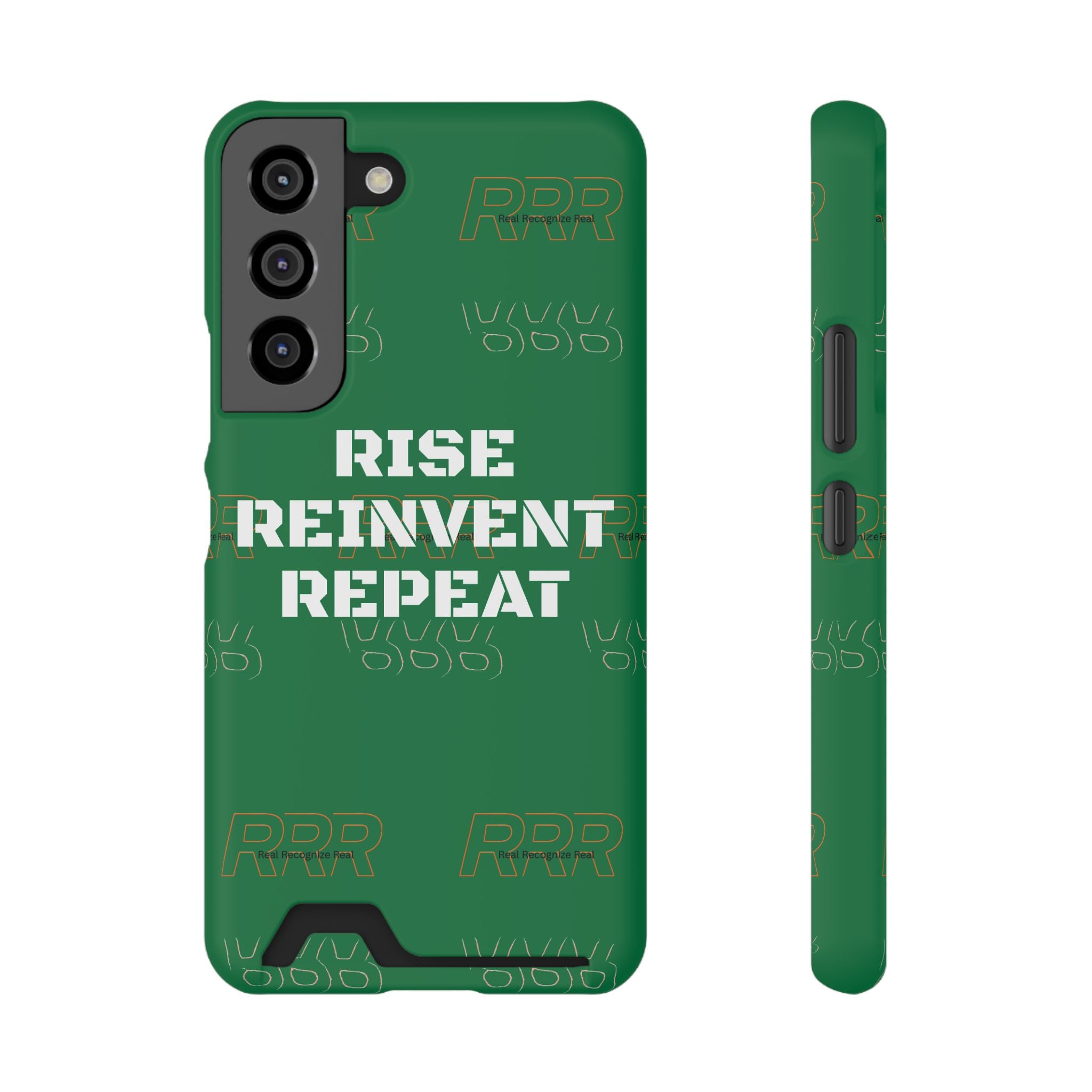 Green 'Rise Reinvent Repeat' Card Holder Phone Case — Motivational Protective Cover