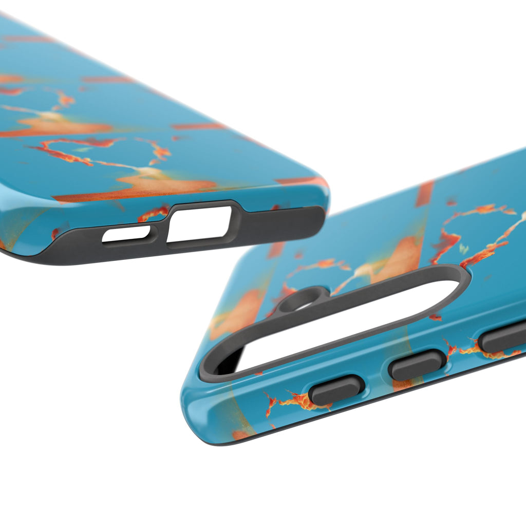 Heart Flame Tough Phone Case — Blue Sunset Protective Cover