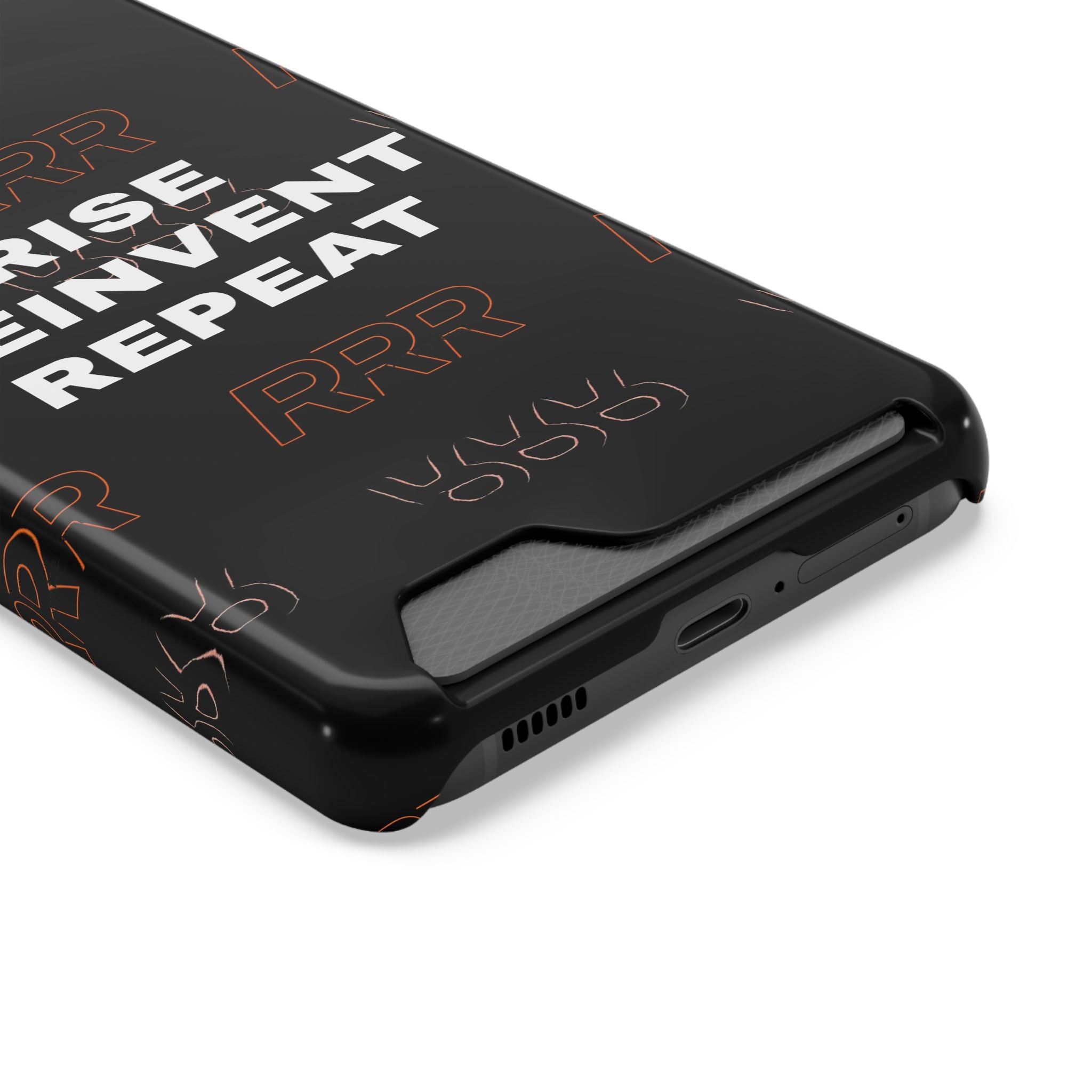 Rise Reinvent Repeat Phone Card Case — Slim Wallet Phone Case with Motivational Design