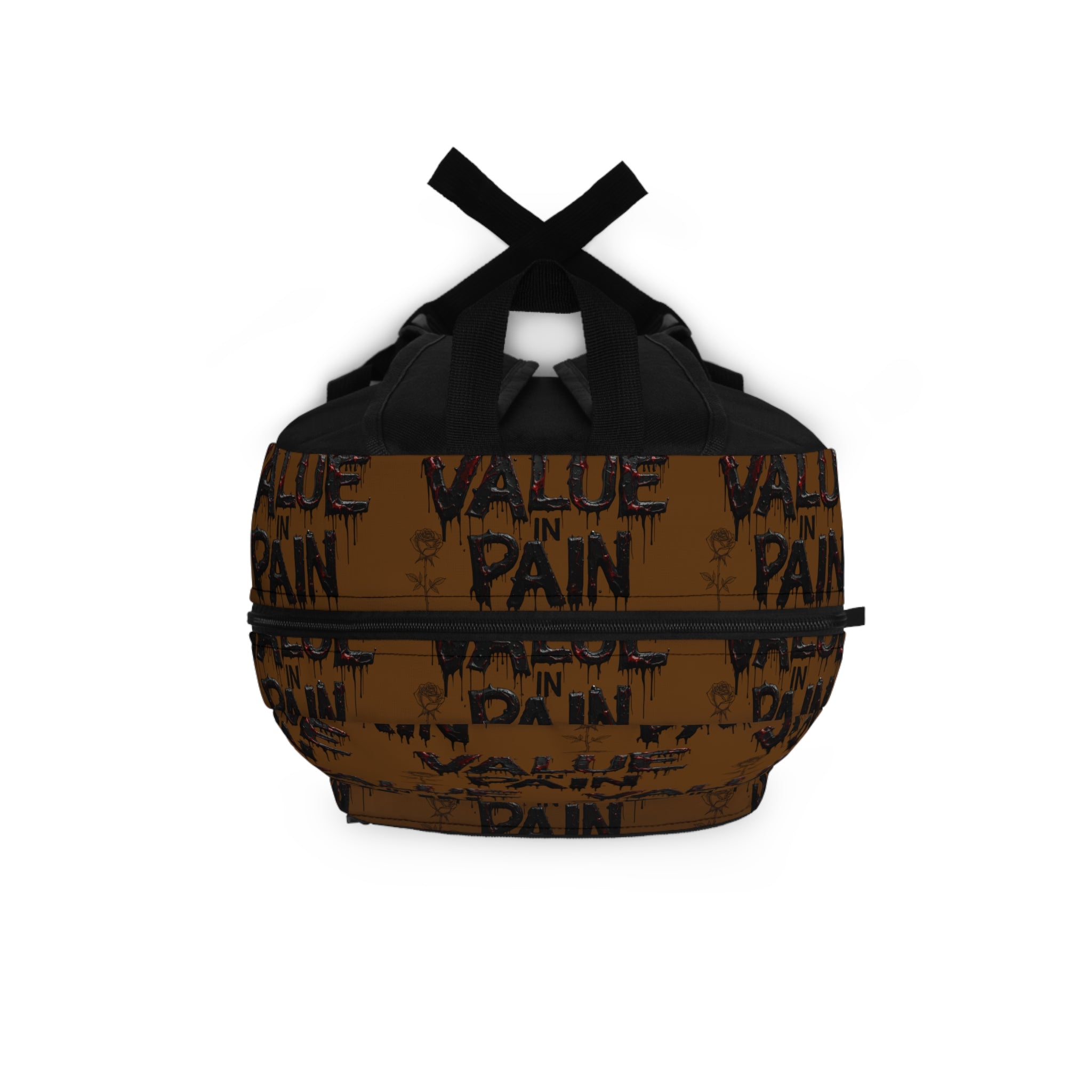 Value in Pain Backpack — Brown Grunge Graphic School & Streetwear Bag