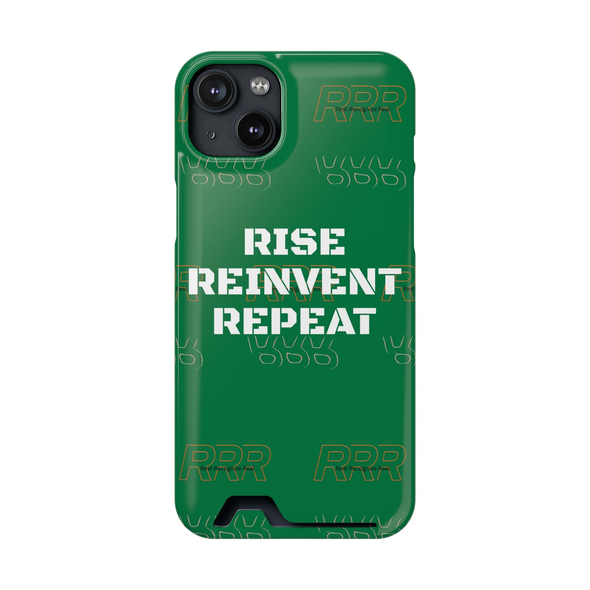 Green 'Rise Reinvent Repeat' Card Holder Phone Case — Motivational Protective Cover