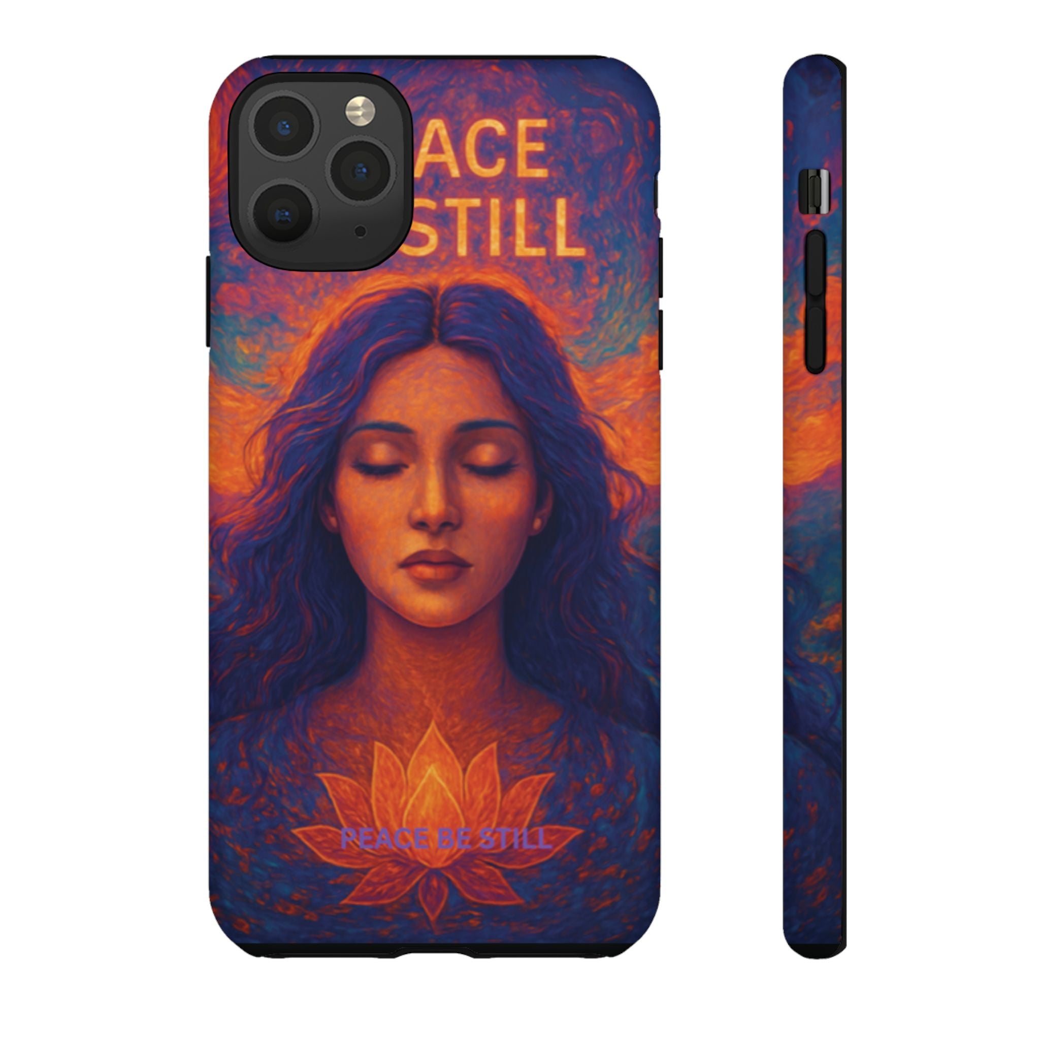 Peace Be Still Phone Case – Serene Goddess Meditation Design