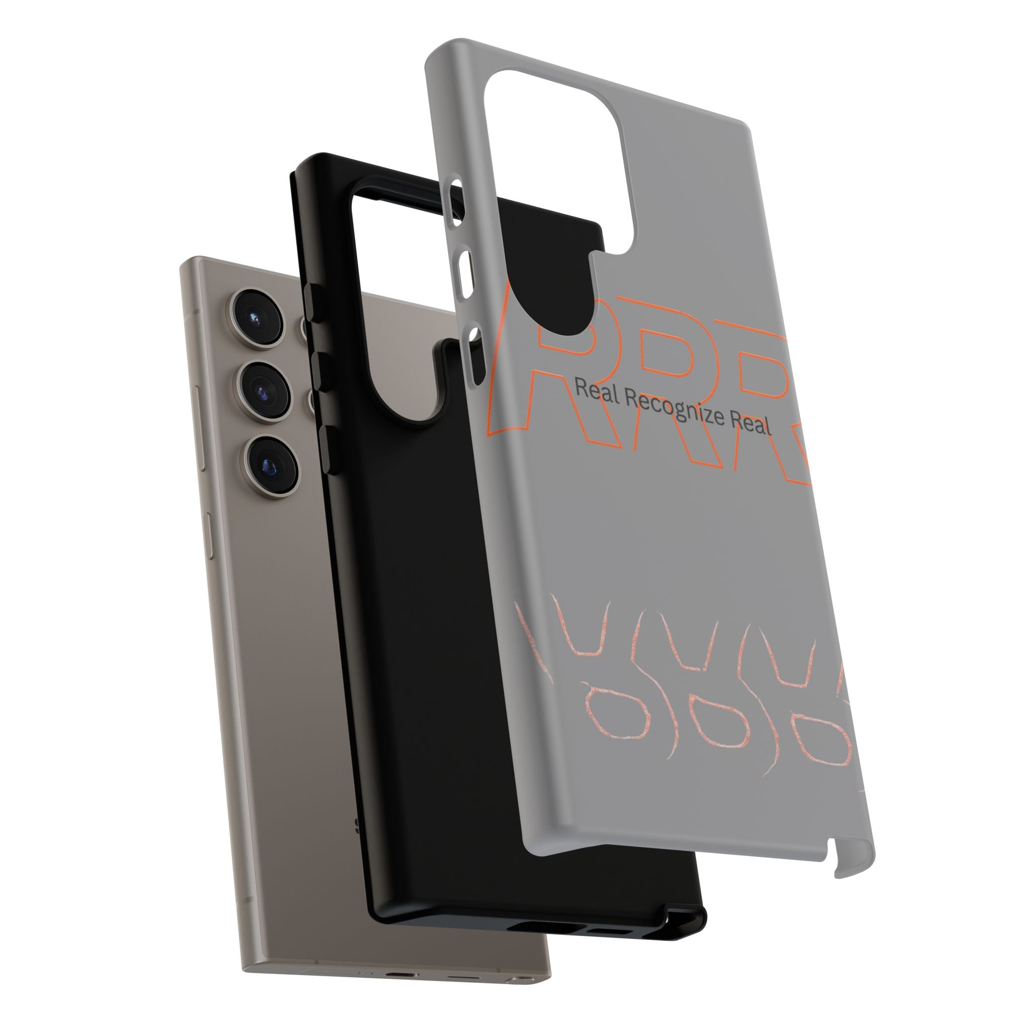 Tough Cases — 'Real Recognize Real' Protective Phone Case (Gray, Retro Outline Design)