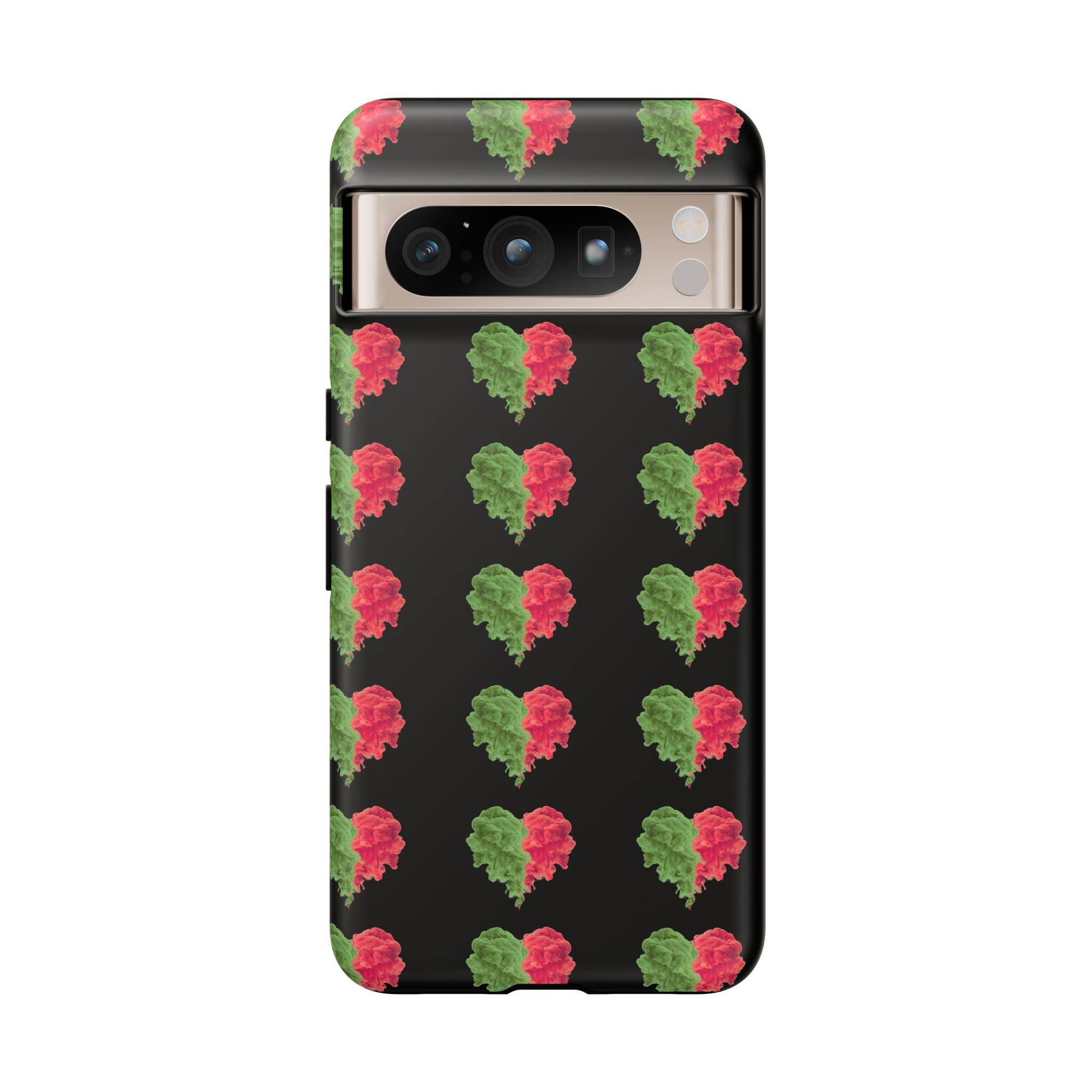 Ripped Heart Pattern Tough Phone Case — Floral Red & Green Heart Protection