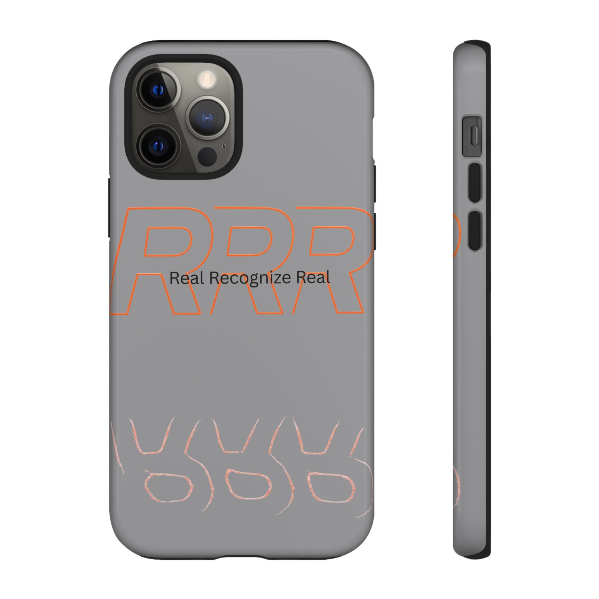Tough Cases — 'Real Recognize Real' Protective Phone Case (Gray, Retro Outline Design)