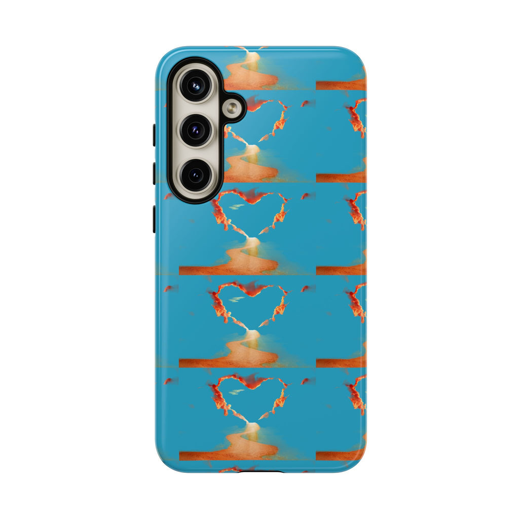 Heart Flame Tough Phone Case — Blue Sunset Protective Cover
